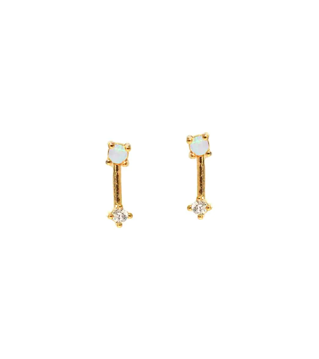 TAI Jewelry Opal Stick Studs with CZ Accents