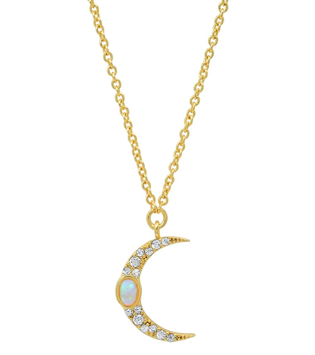 TAI Jewelry Pave Moon Pendant with Opal Accent - Image 4