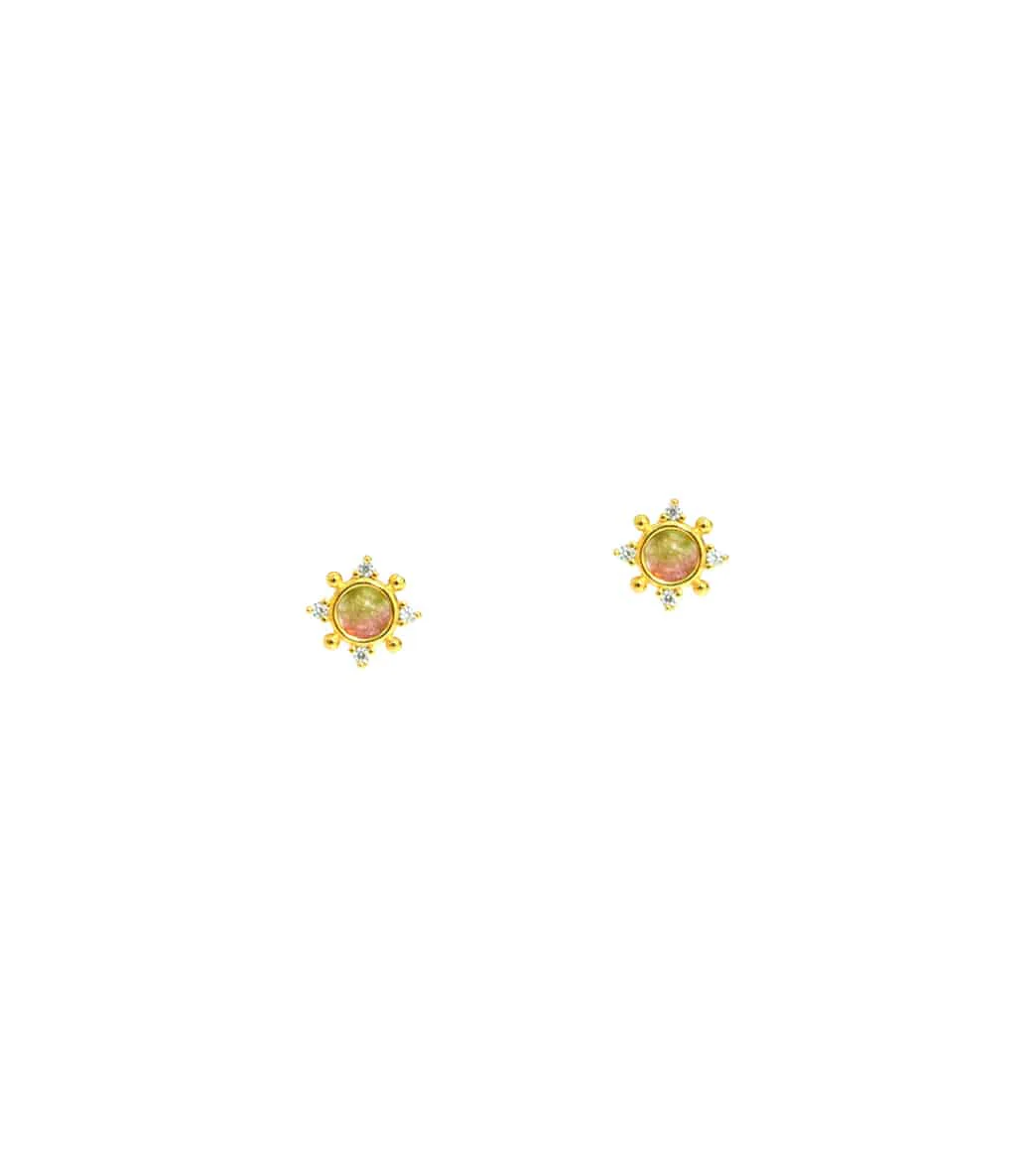 TAI Jewelry Watermelon Tourmaline Medallion Studs - Image 4