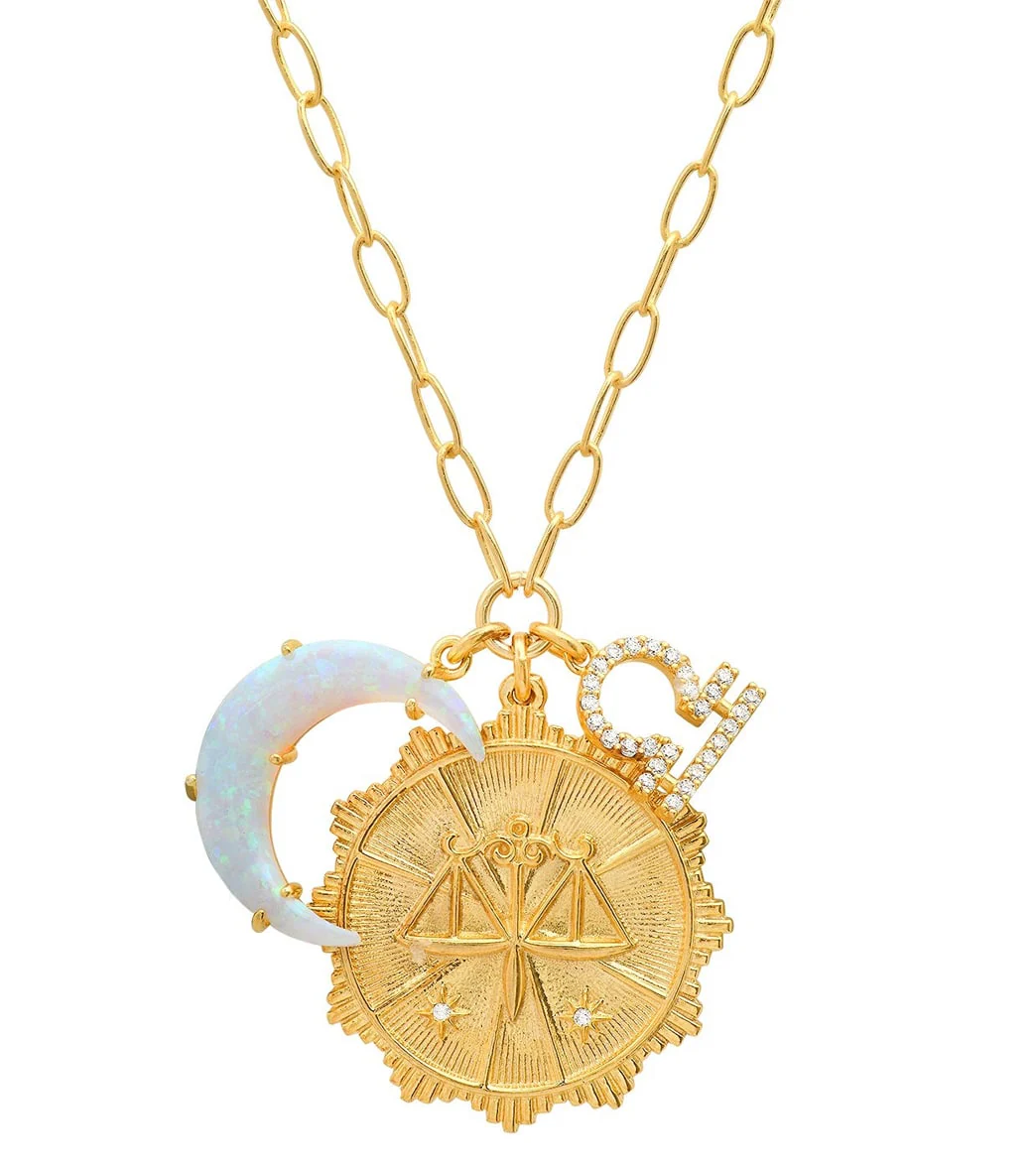 TAI Jewelry Zodiac Coin Necklace with Opal Moon Charm - Image 13
