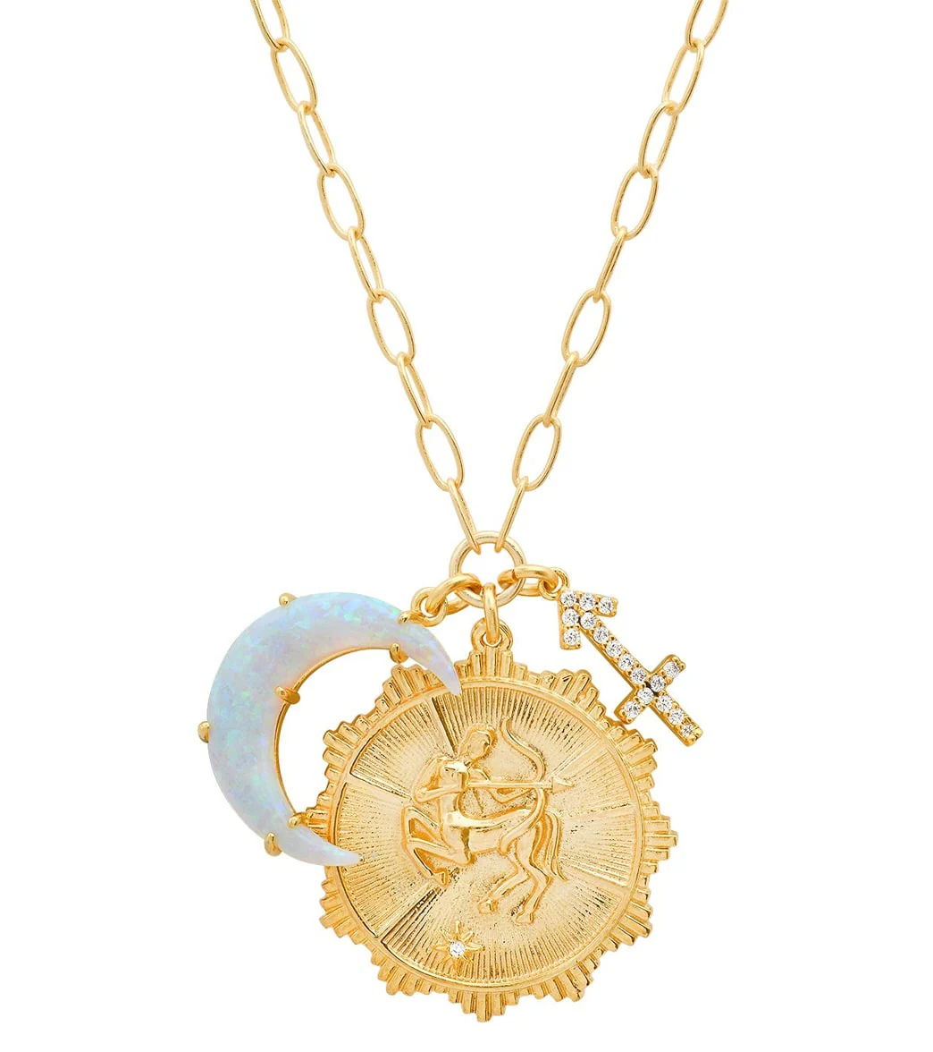 TAI Jewelry Zodiac Coin Necklace with Opal Moon Charm - Image 4