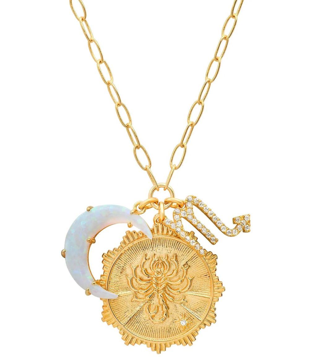 TAI Jewelry Zodiac Coin Necklace with Opal Moon Charm - Image 8