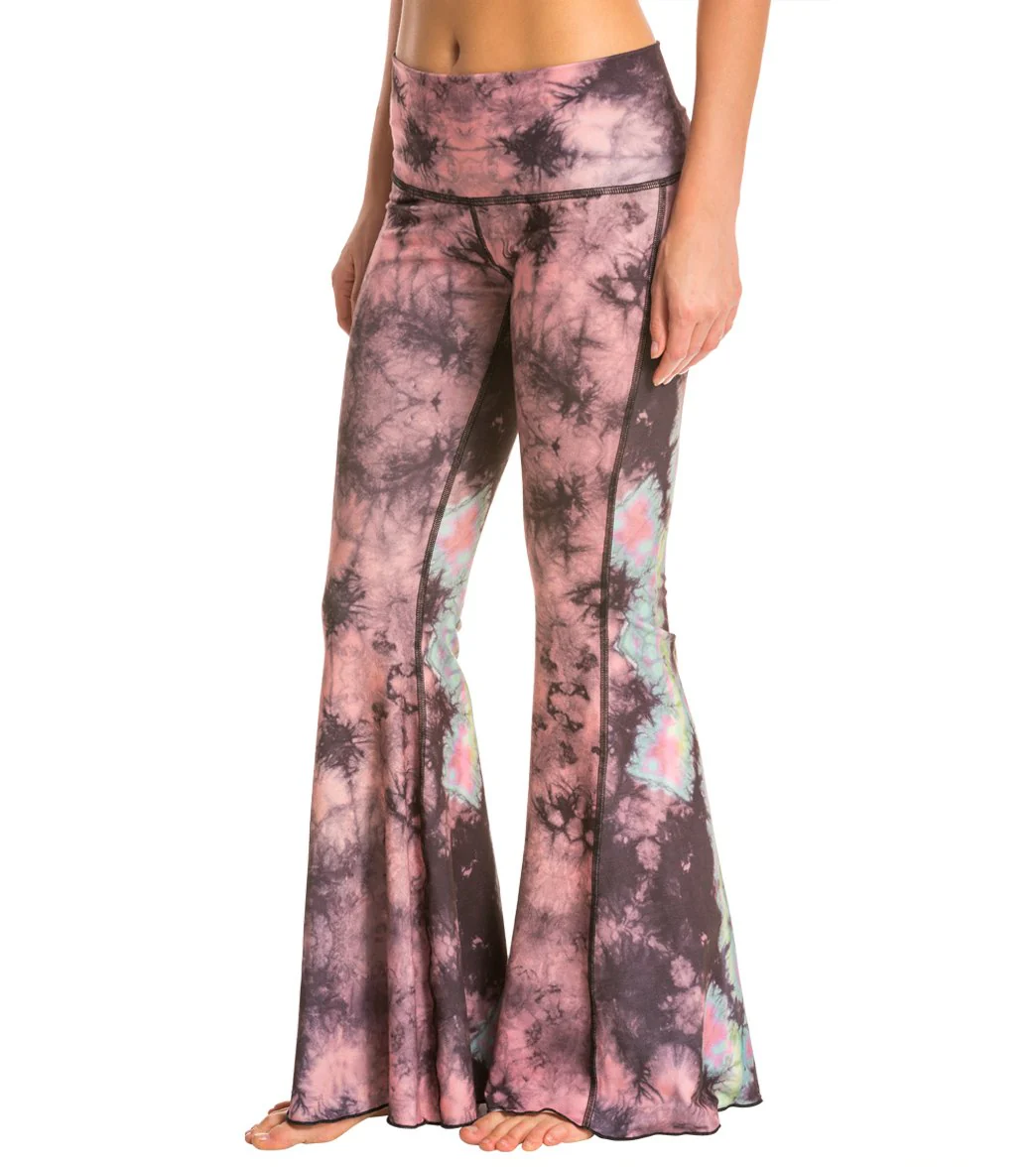 Teeki Eagle Feather Pink Bell Bottom Yoga Pants - Image 2