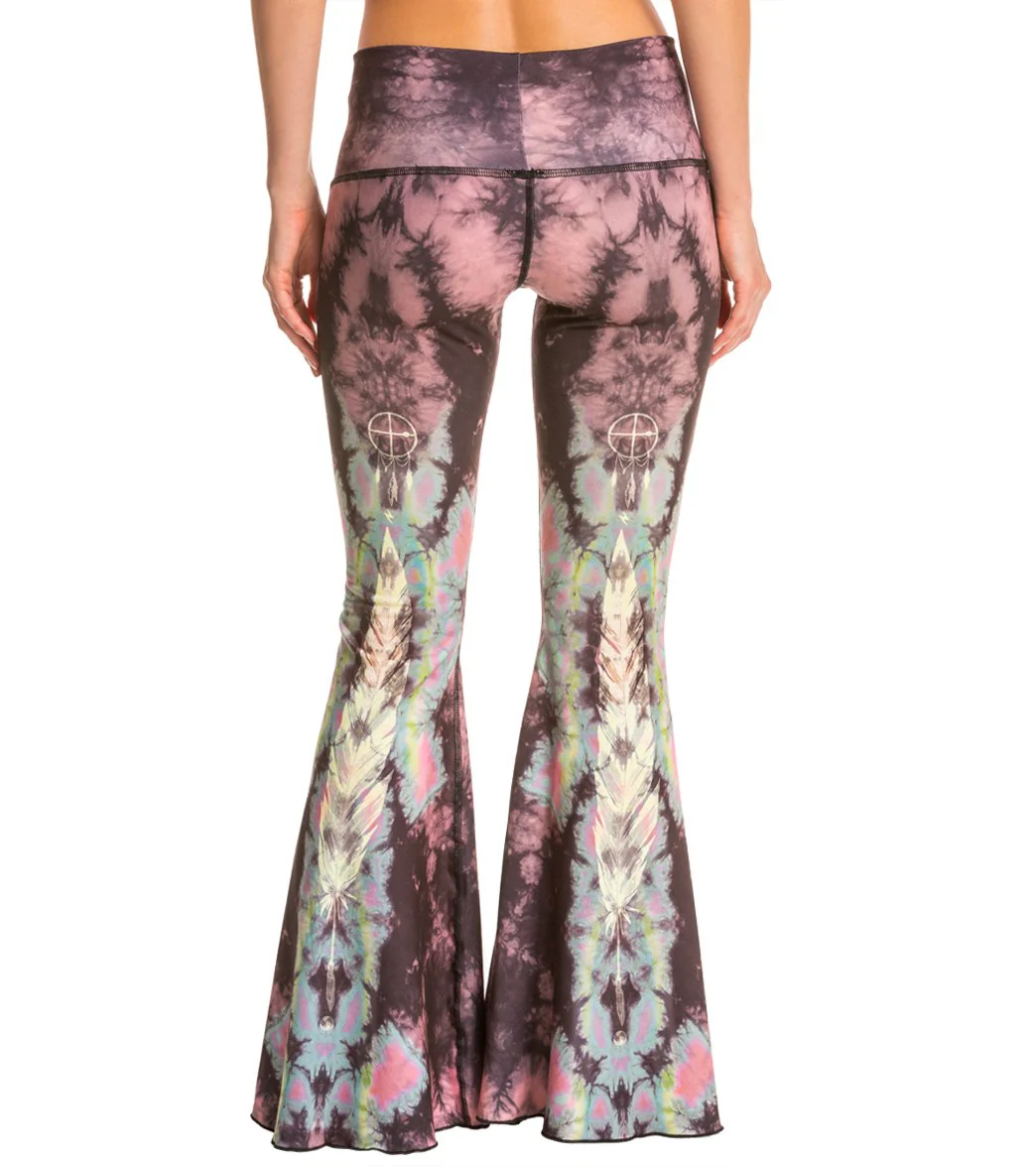 Teeki Eagle Feather Pink Bell Bottom Yoga Pants - Image 3
