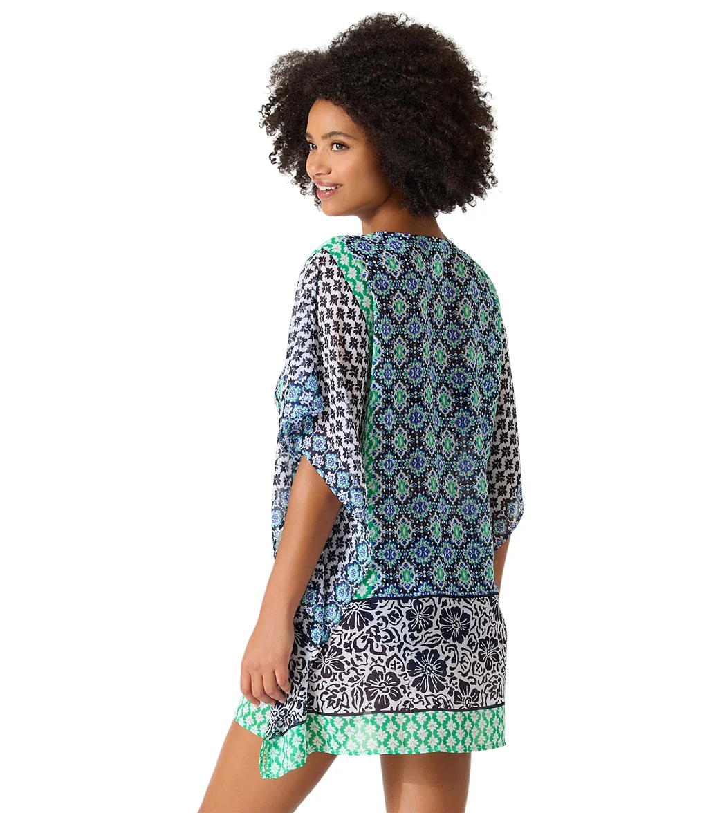 Tommy Bahama Island Cays Hibiscus Chiffon Lace Up Cover Up Tunic - Image 2