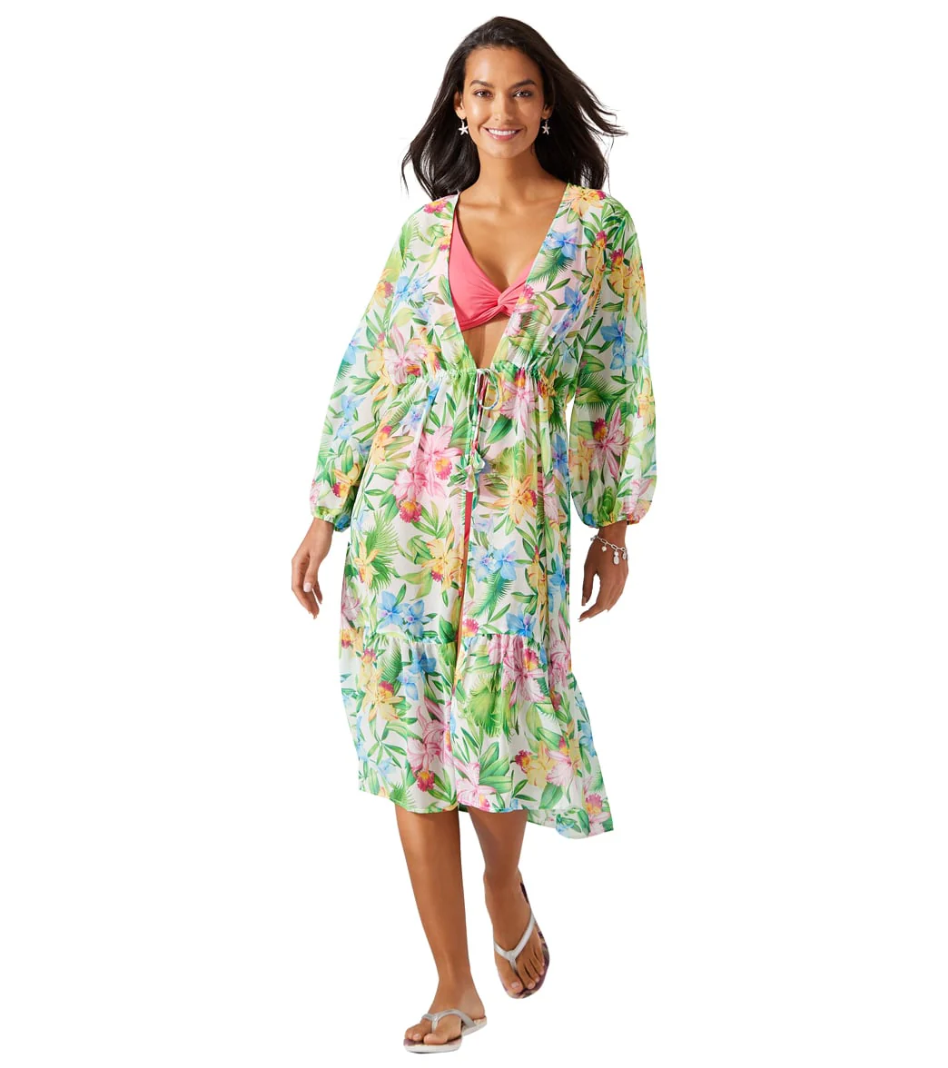 Tommy Bahama Orchid Garden Open Front Duster Cover Up Dress - Image 6