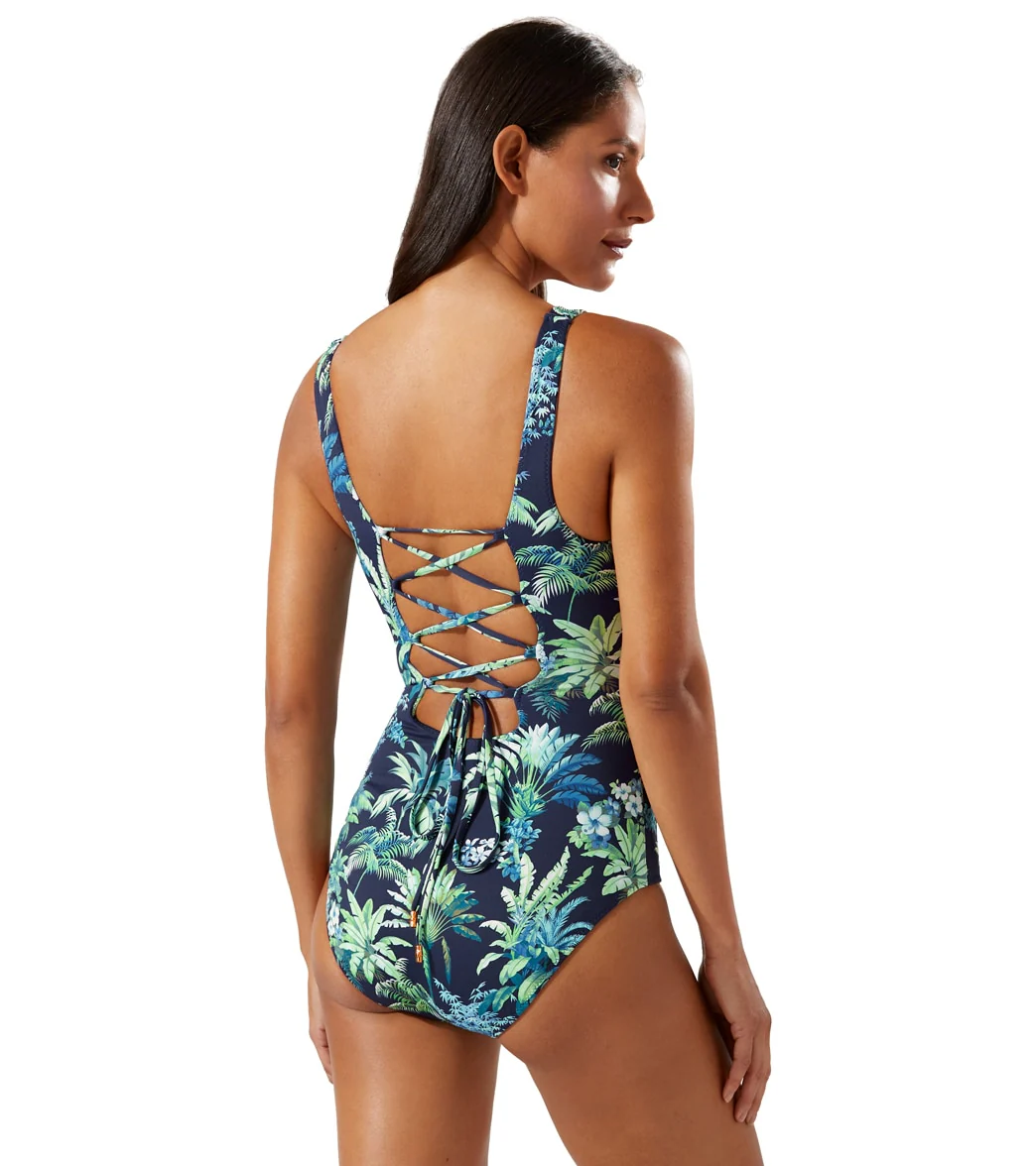 Tommy Bahama Women's Art of Palms Reversible Lace Back One Piece Swimsuit - Image 3