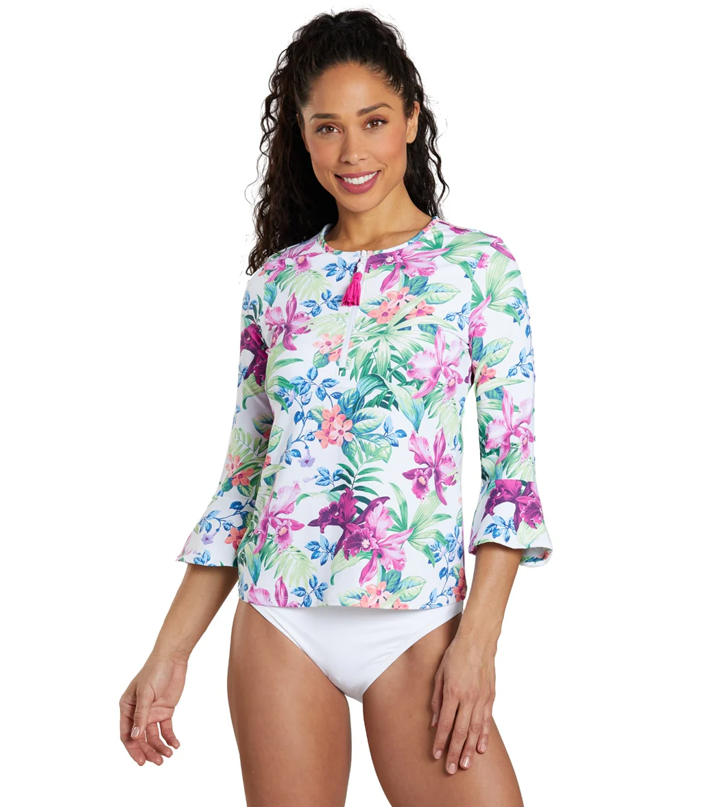 Tommy Bahama Women's Coastal Gardens Flounce Sleeve Rash Guard - Image 6