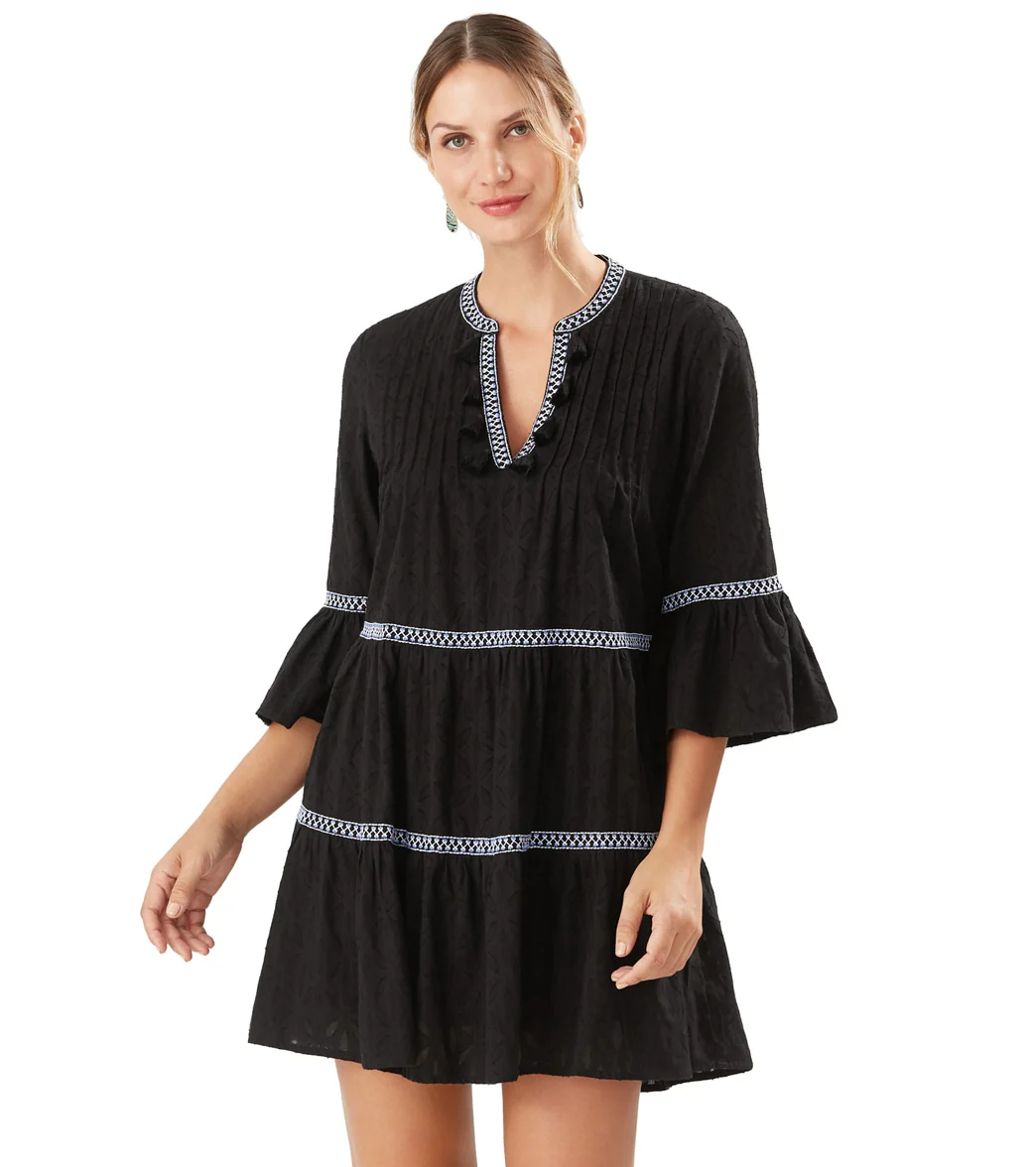 Tommy Bahama Women's Cotton Clip Jacquard Embroidered Tier Cover up Dress - Image 5