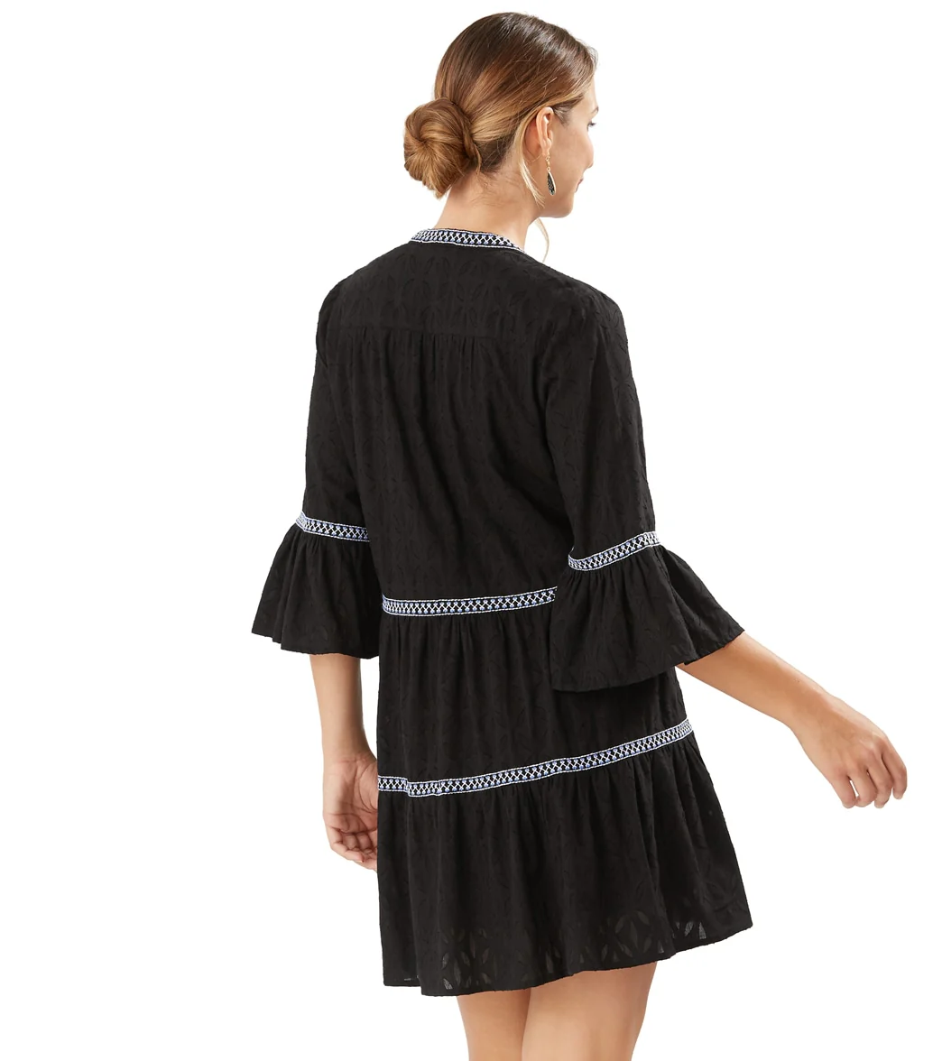 Tommy Bahama Women's Cotton Clip Jacquard Embroidered Tier Cover up Dress - Image 6