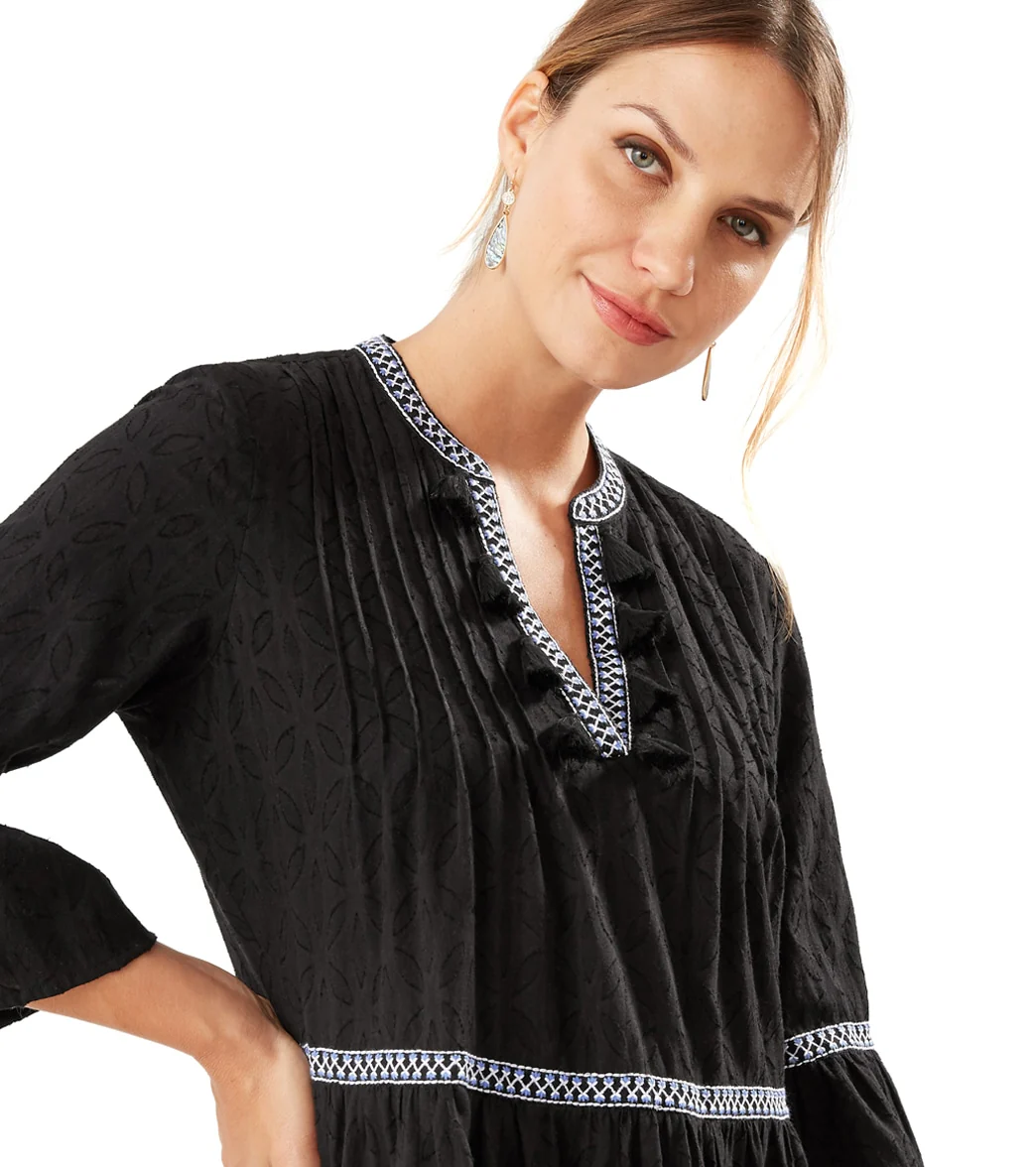 Tommy Bahama Women's Cotton Clip Jacquard Embroidered Tier Cover up Dress - Image 8