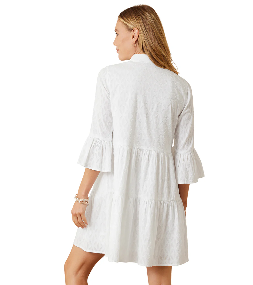 Tommy Bahama Women's Cotton Clip Jacquard Tiered Shirt Cover Up Dress - Image 3