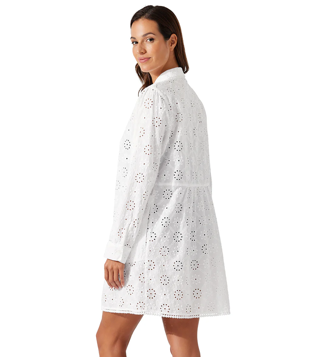 Tommy Bahama Women's Harbour Eyelet Boyfriend Cover Up Shirt - Image 3