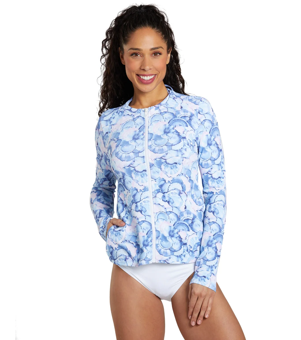 Tommy Bahama Women's Island Cays Abalone Full Zip Long Sleeve Rash Guard - Image 6