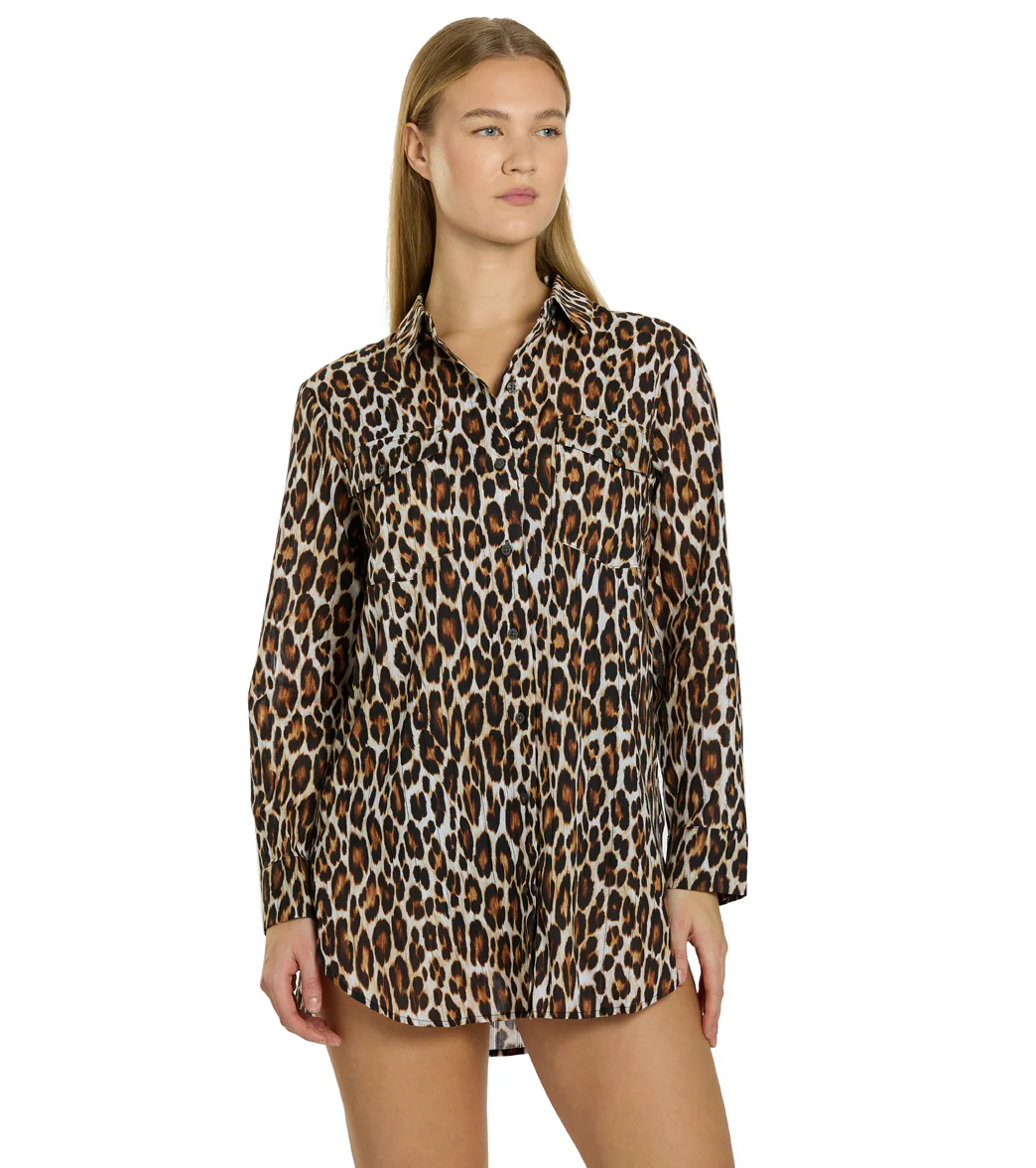 Tommy Bahama Women's Leopard Boyfriend Shirt - Image 6