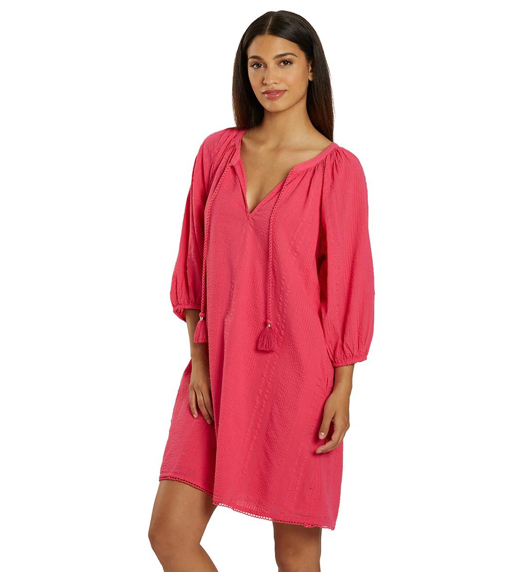 Tommy Bahama Women's Seersucker Split Neck Tunic Cover Up Dress - Image 4