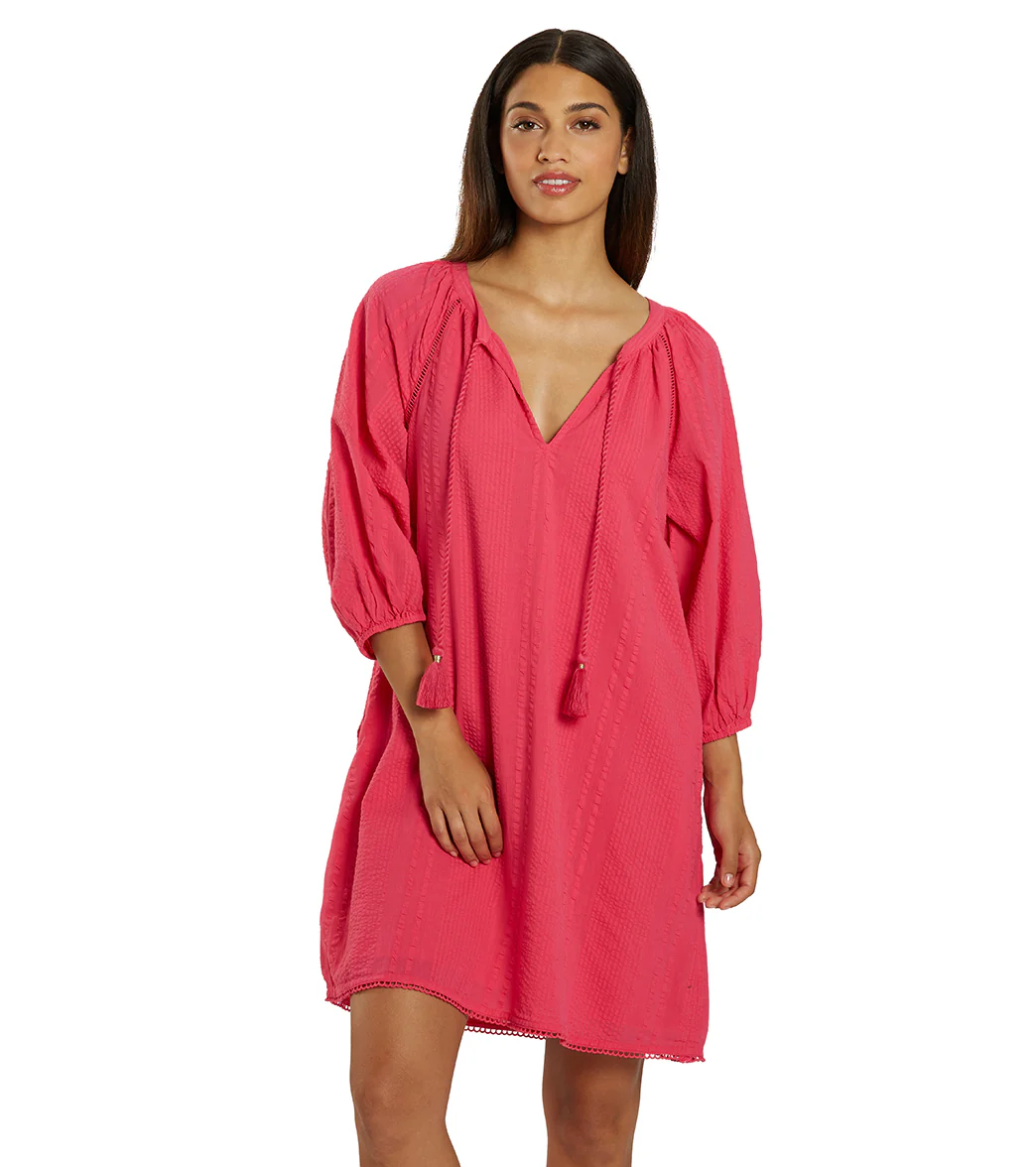 Tommy Bahama Women's Seersucker Split Neck Tunic Cover Up Dress - Image 8