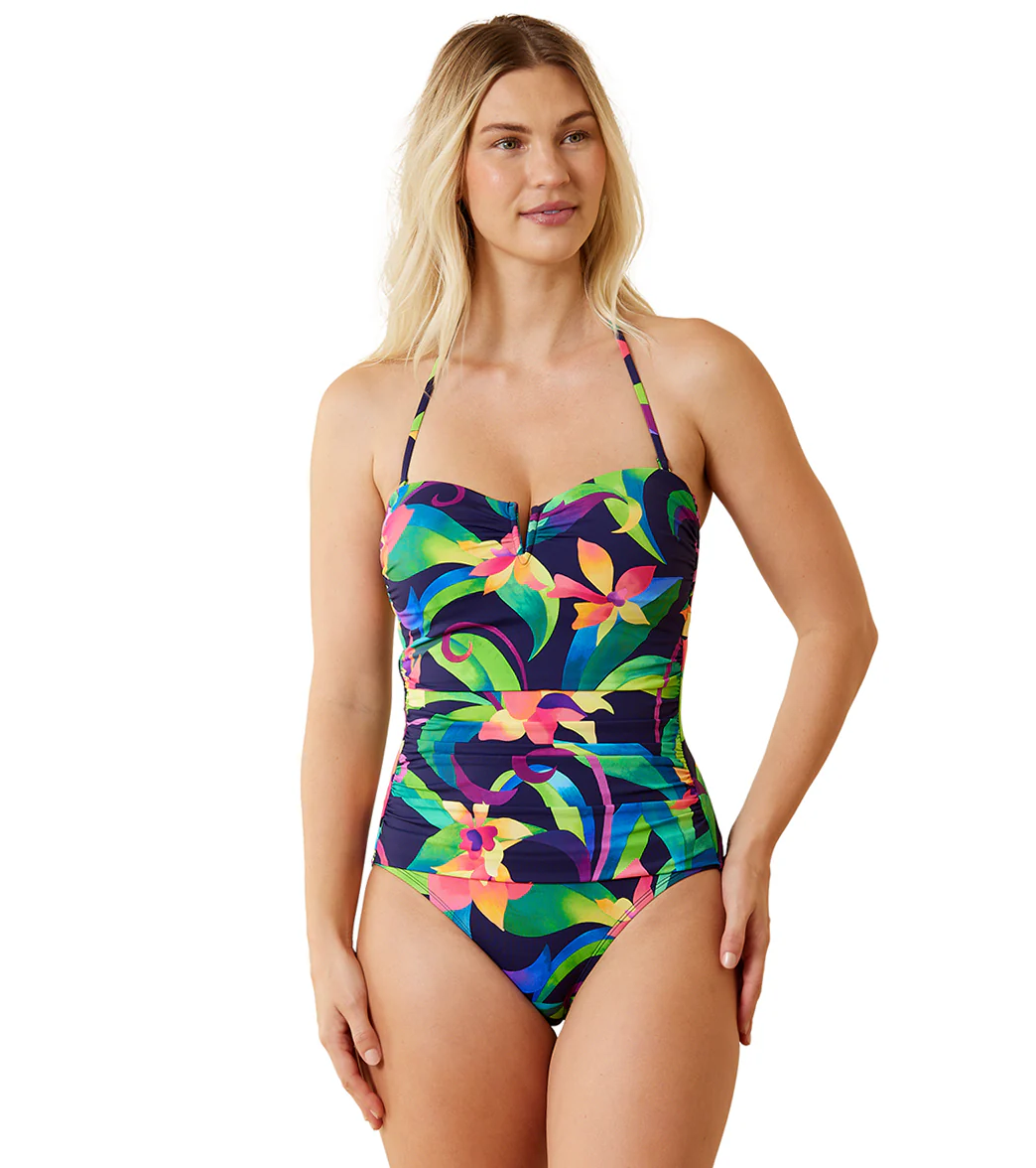 Tommy Bahama Women's Tropical Blooms V Front Bandeau One Piece Swimsuit - Image 4