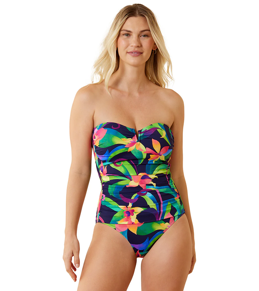Tommy Bahama Women's Tropical Blooms V Front Bandeau One Piece Swimsuit - Image 7