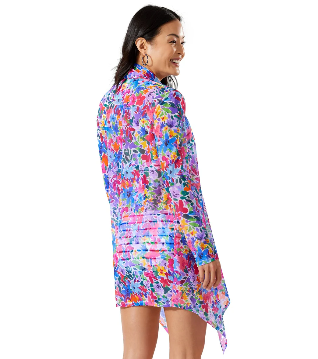 Tommy Bahama Women's Watercolor Floral Beach Breeze Mesh Long Sleeve Cardigan - Image 2