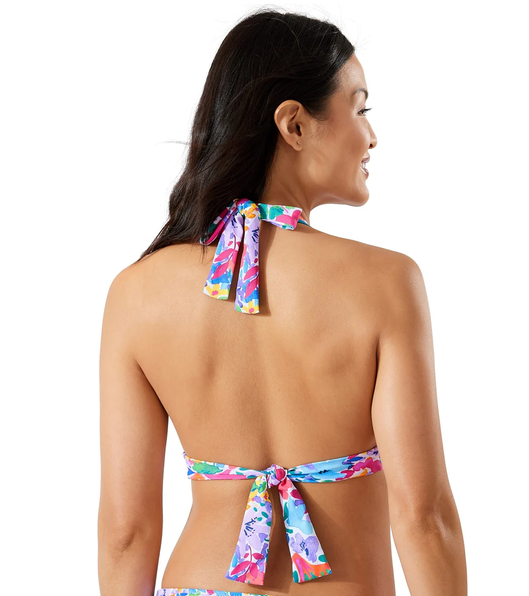Tommy Bahama Women's Watercolor Floral Reversible Double Strap Halter Bikini Top - Image 4