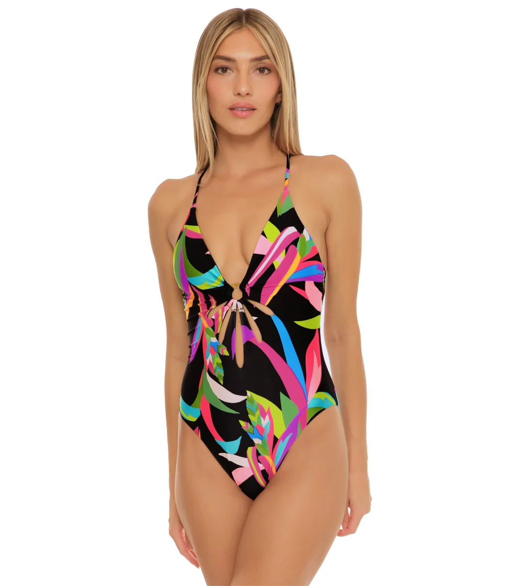 Trina Turk Women's Birds of Paradise Cut Out Malliot One Piece Swimsuit