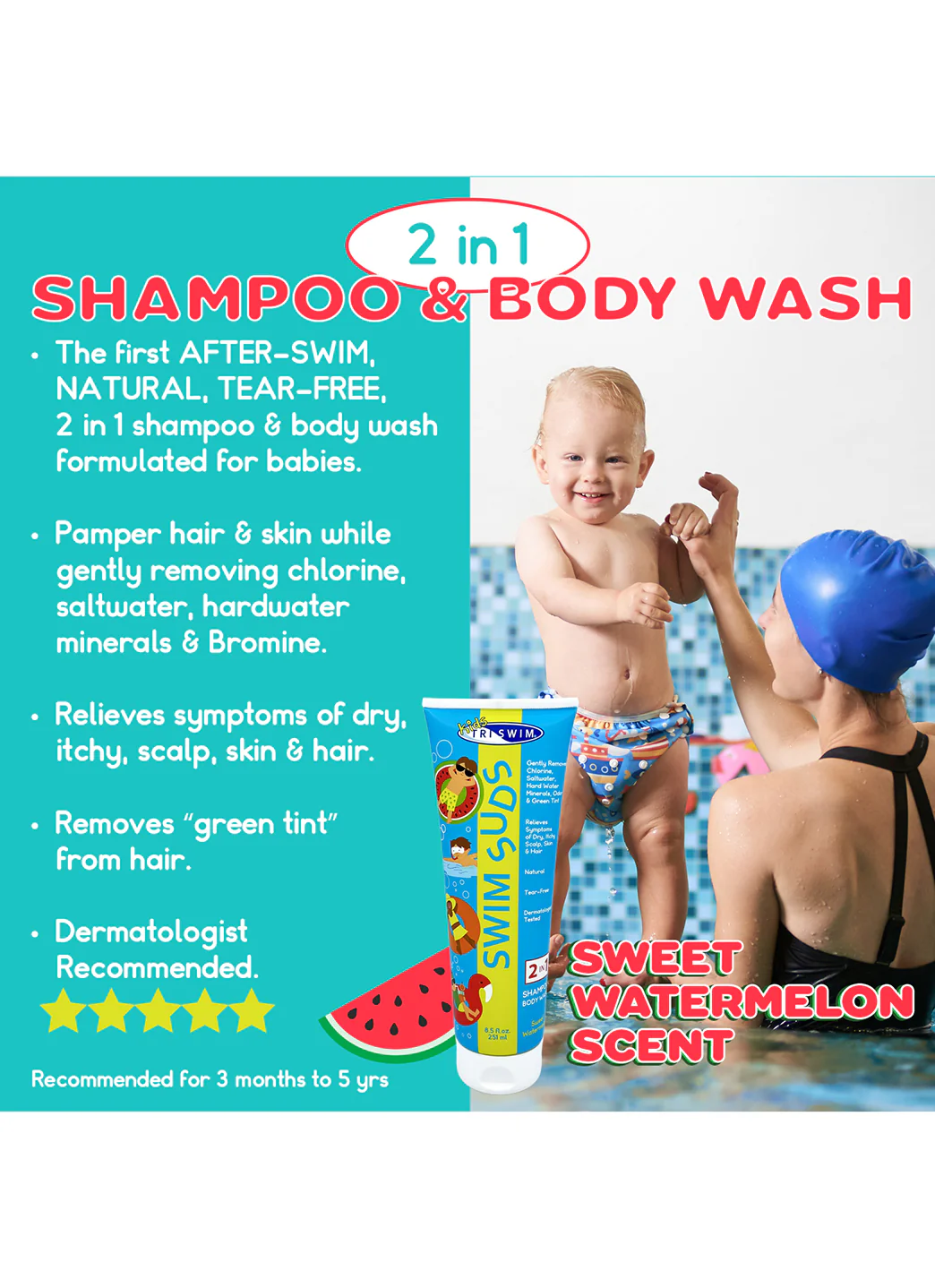 TRISWIM Baby 2-In-1 Natural Tear Free Swim Suds 8.5 oz - Image 3