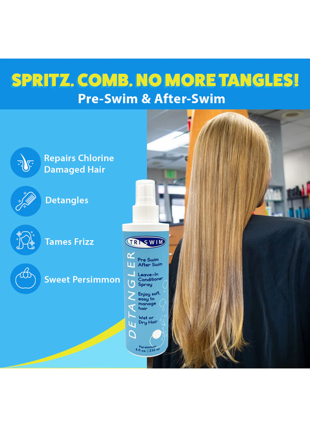 TRISWIM Detangler Leave-In Conditioner Spray 8 oz - Image 2