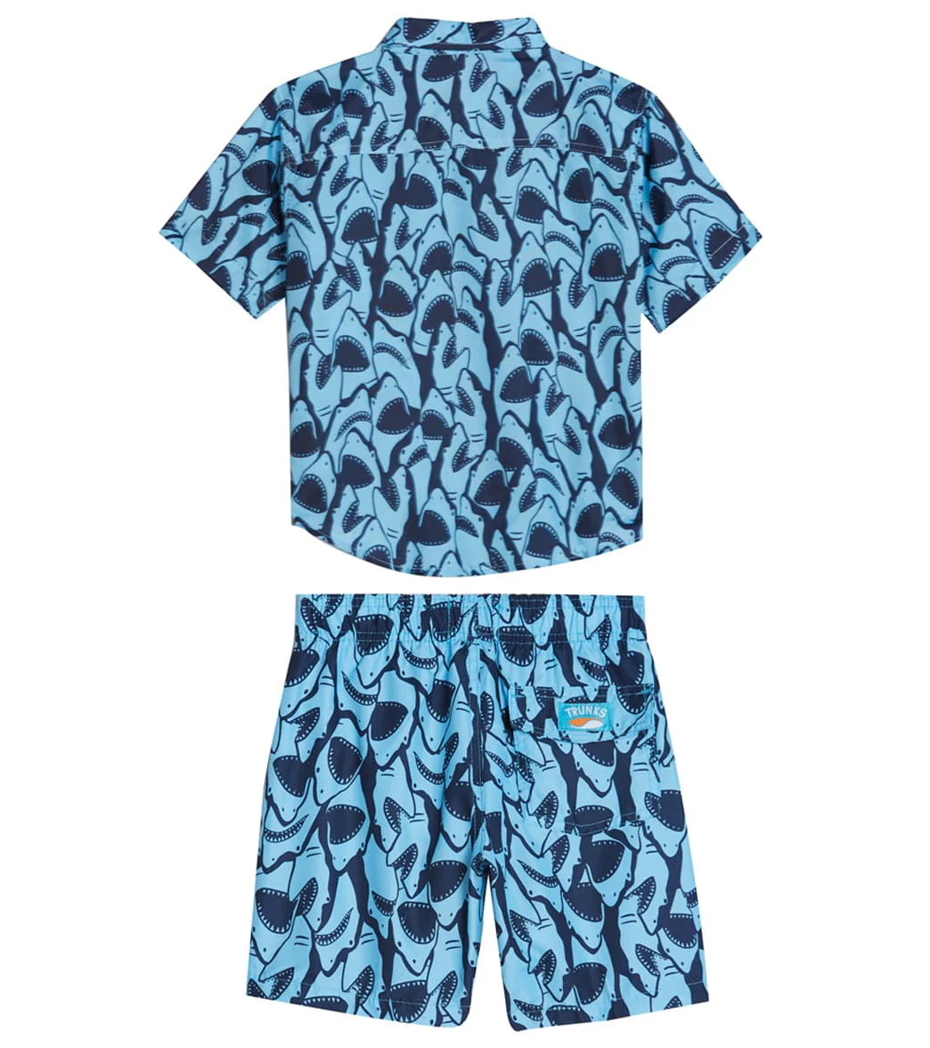 Trunks Surf & Swim Co. Boys' Shark Camp Shirt & Swim Trunks Set (Big Kid) - Image 2