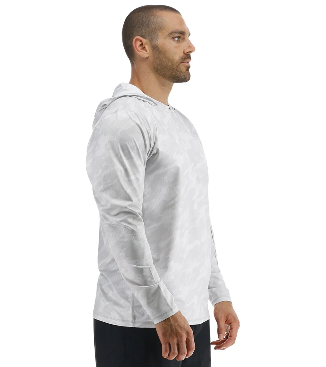 TYR Men's Camohex SunDefense Long Sleeve Hooded UPF 50+ Swim Shirt - Image 2