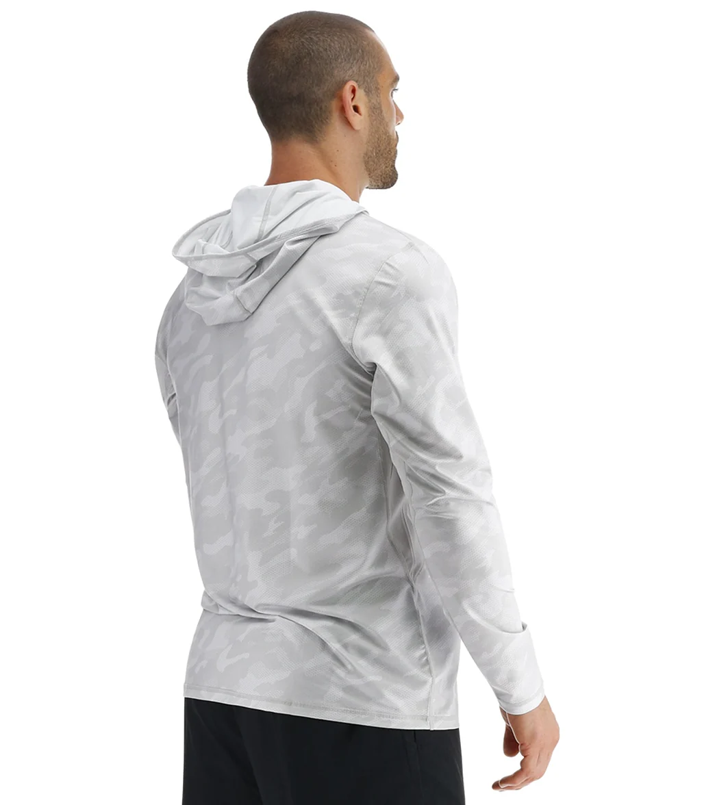 TYR Men's Camohex SunDefense Long Sleeve Hooded UPF 50+ Swim Shirt - Image 4