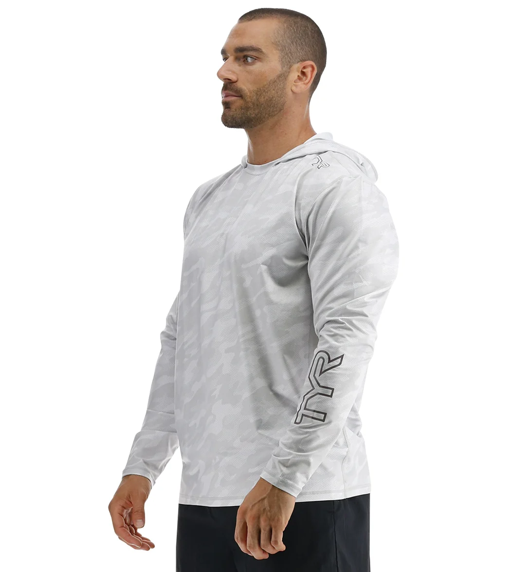 TYR Men's Camohex SunDefense Long Sleeve Hooded UPF 50+ Swim Shirt - Image 5
