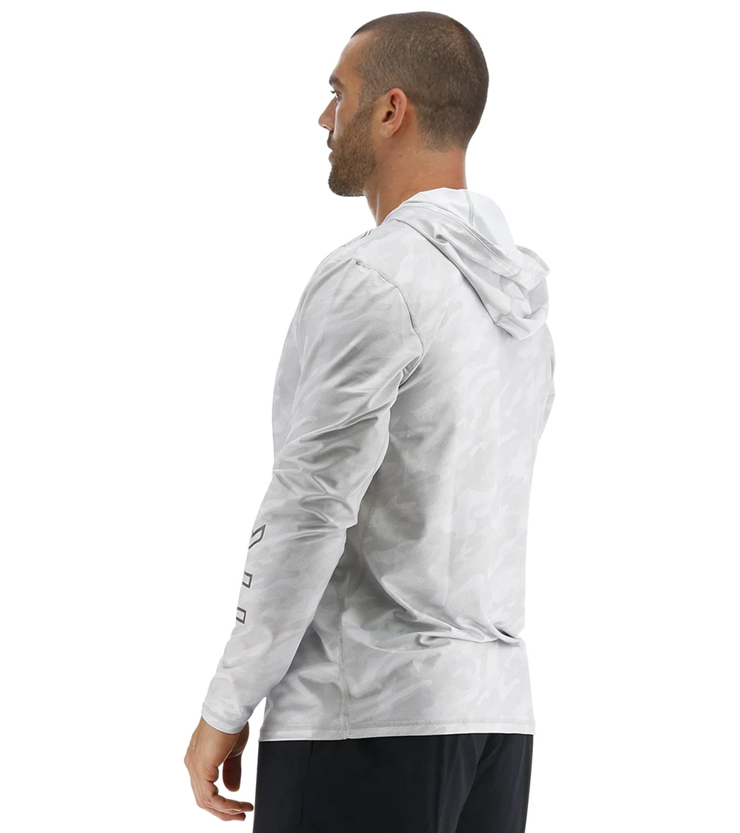 TYR Men's Camohex SunDefense Long Sleeve Hooded UPF 50+ Swim Shirt - Image 6