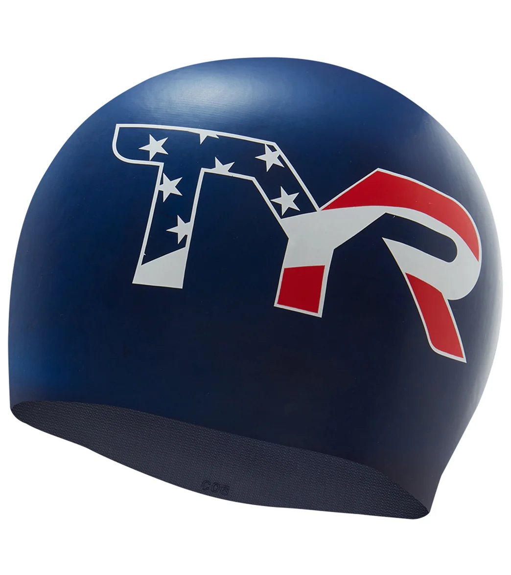 TYR USA Logo Silicone Swim Cap - Image 3