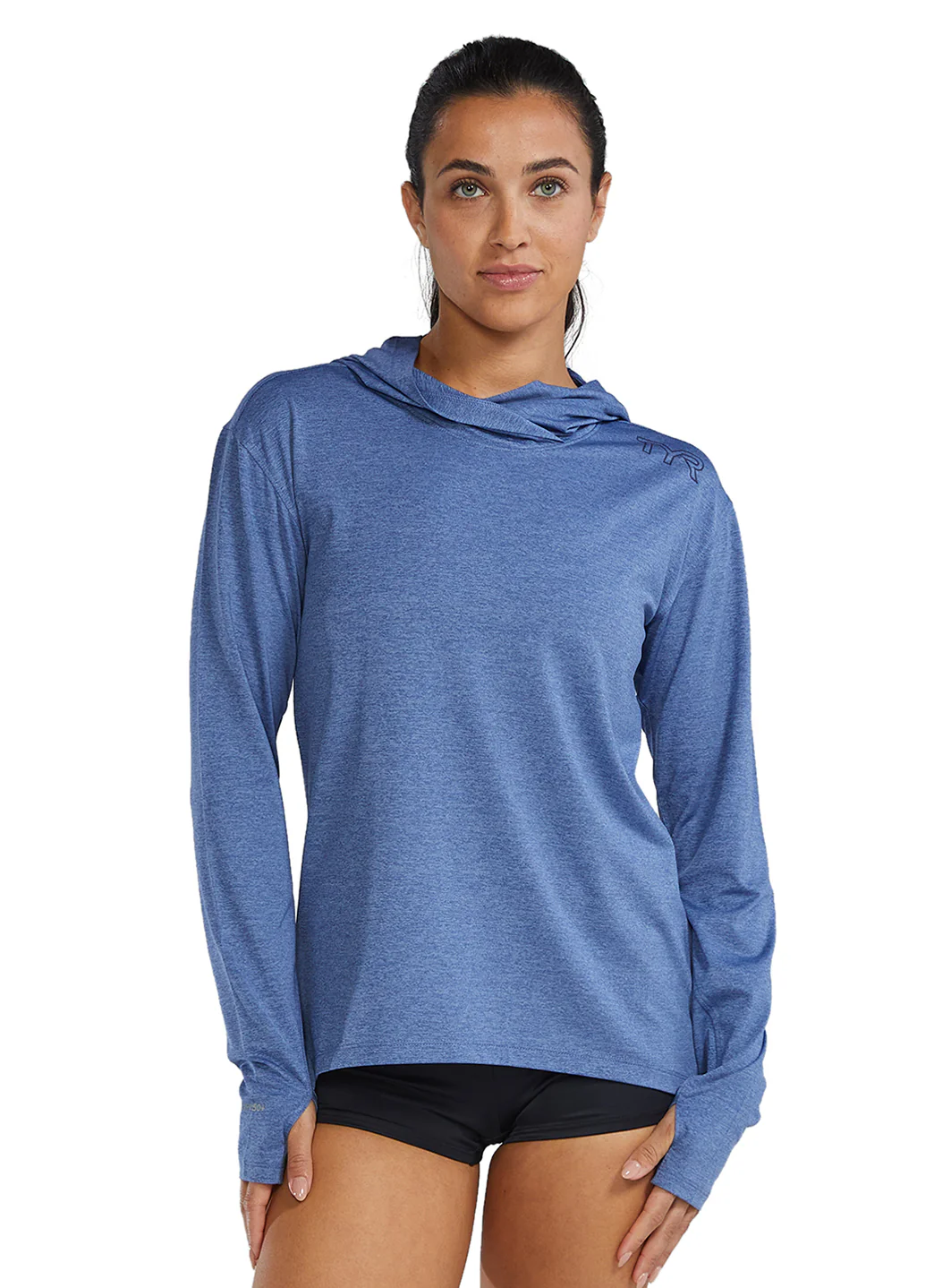 TYR Women's SunDefense Long Sleeve Hooded UPF 50+ Swim Shirt - Image 15