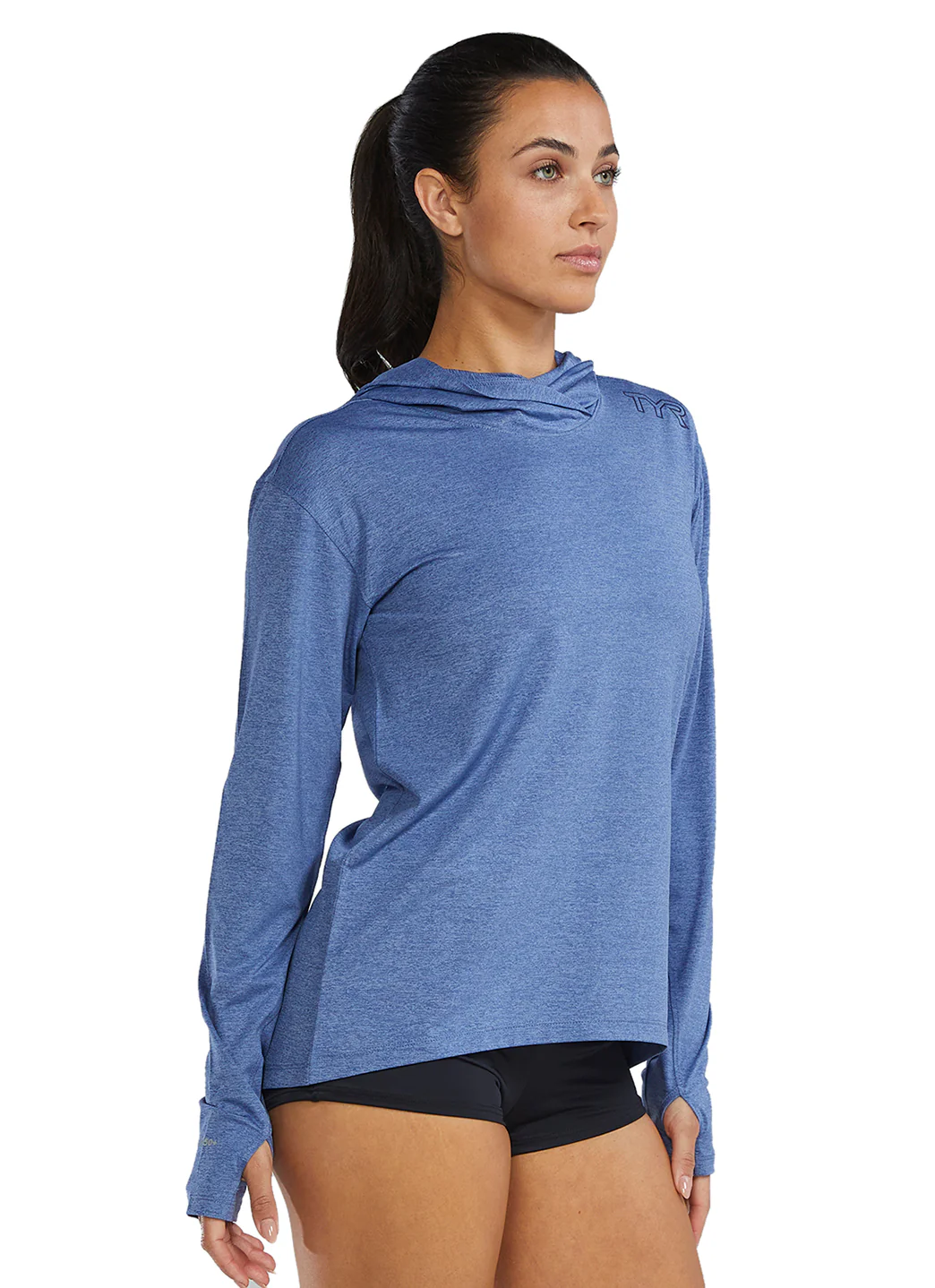 TYR Women's SunDefense Long Sleeve Hooded UPF 50+ Swim Shirt - Image 16