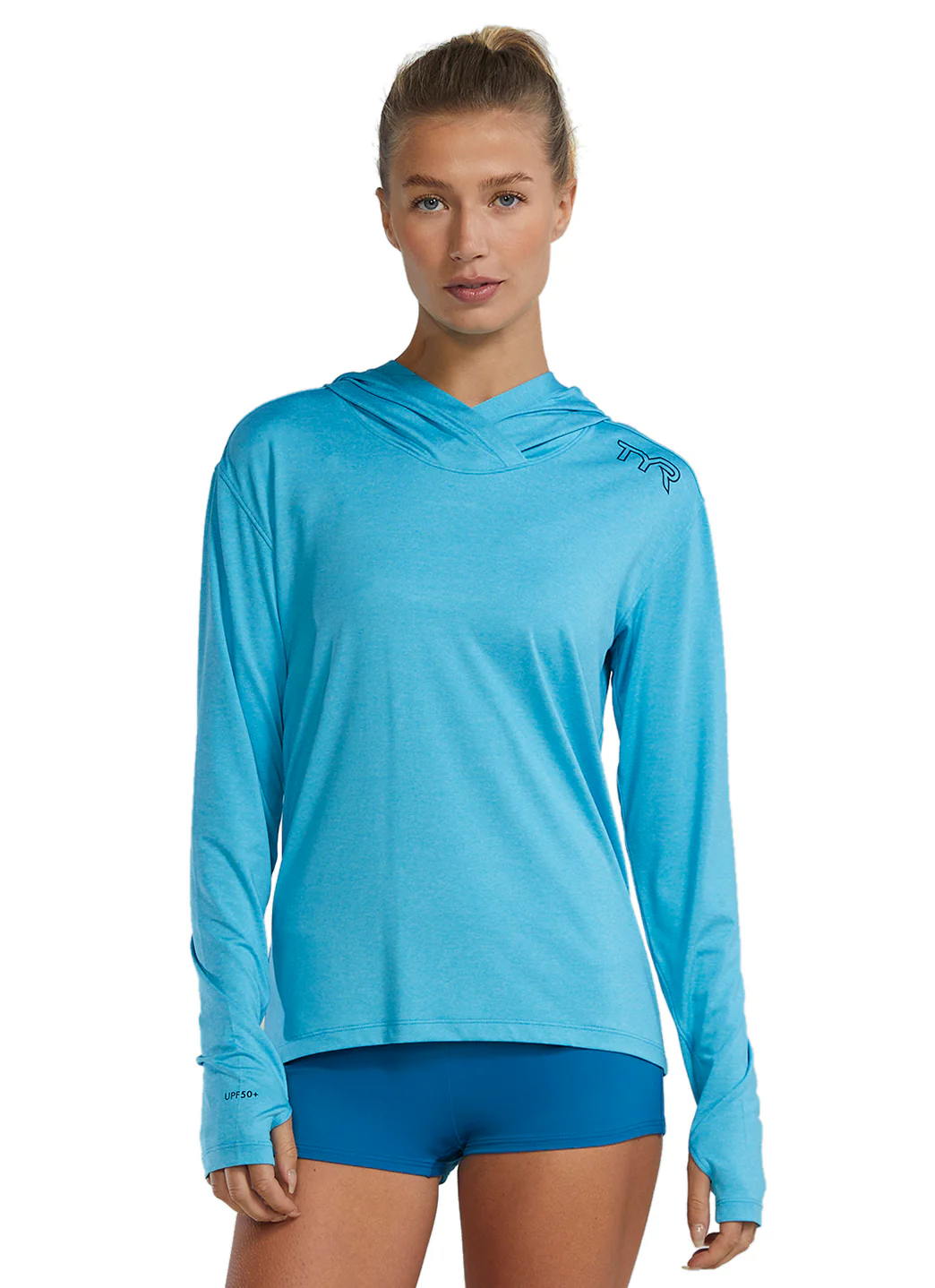 TYR Women's SunDefense Long Sleeve Hooded UPF 50+ Swim Shirt - Image 31
