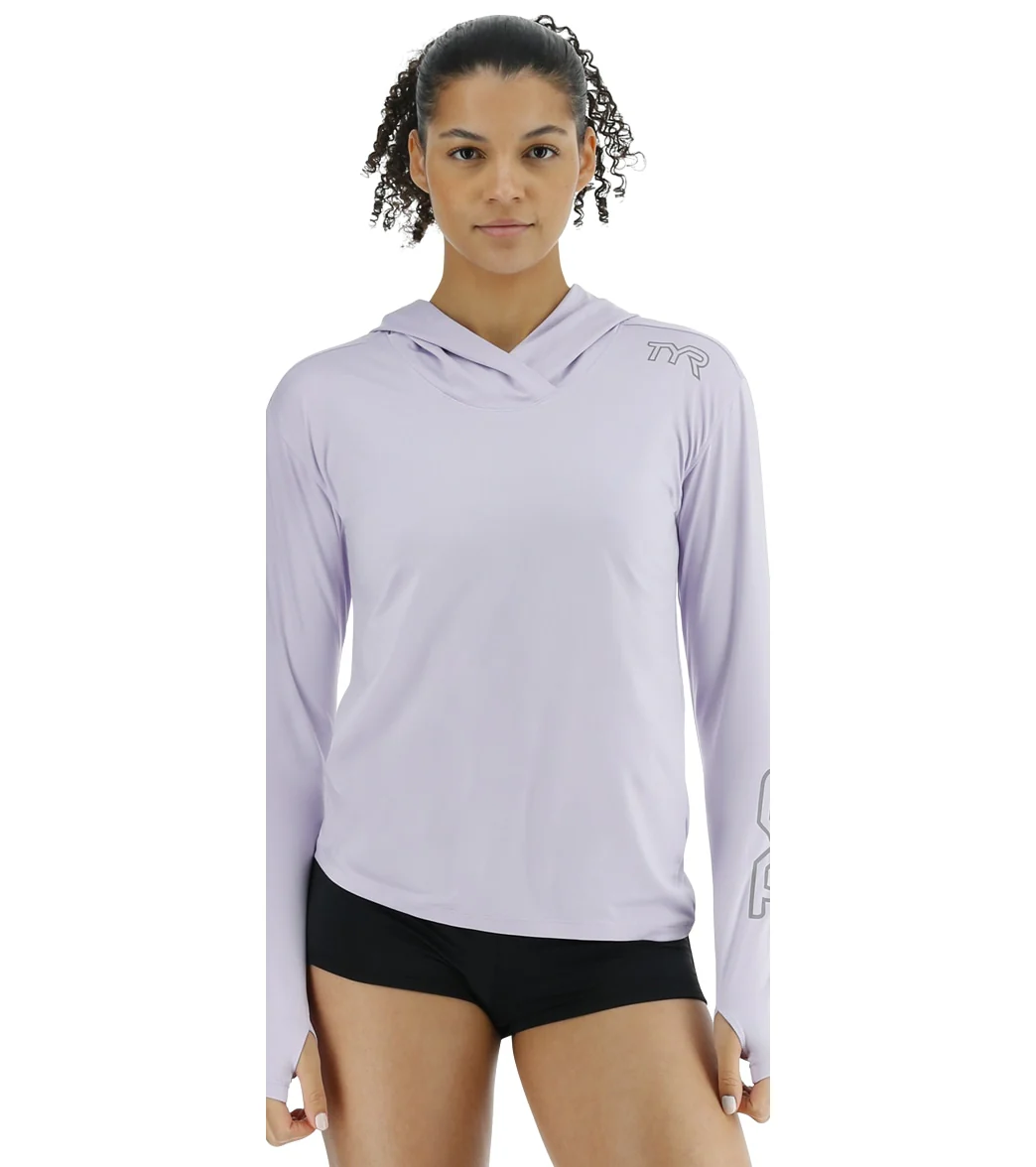 TYR Women's SunDefense Long Sleeve Hooded UPF 50+ Swim Shirt - Image 37