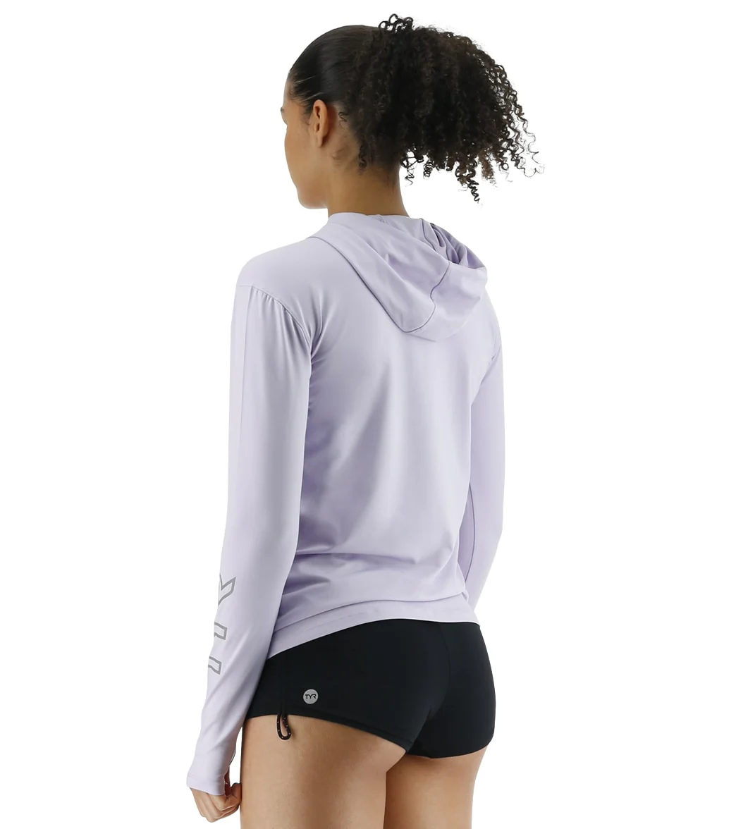 TYR Women's SunDefense Long Sleeve Hooded UPF 50+ Swim Shirt - Image 42