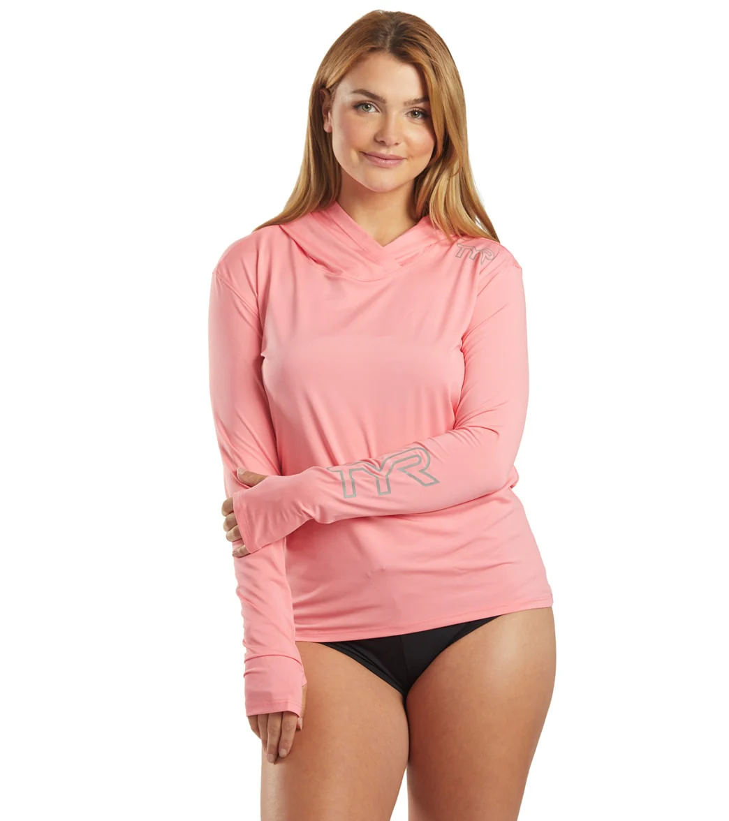 TYR Women's SunDefense Long Sleeve Hooded UPF 50+ Swim Shirt - Image 51