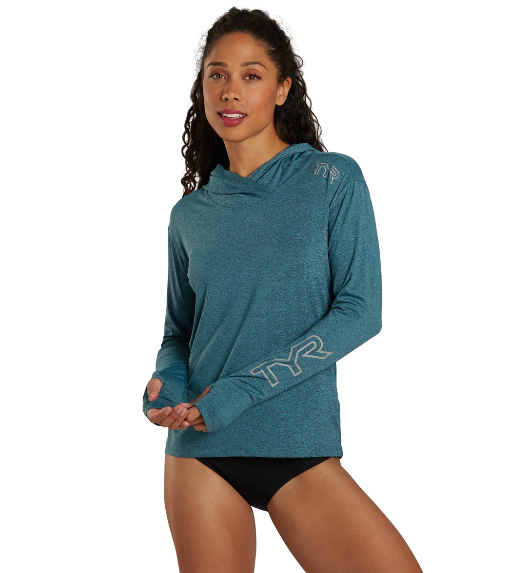 TYR Women's SunDefense Long Sleeve Hooded UPF 50+ Swim Shirt - Image 76