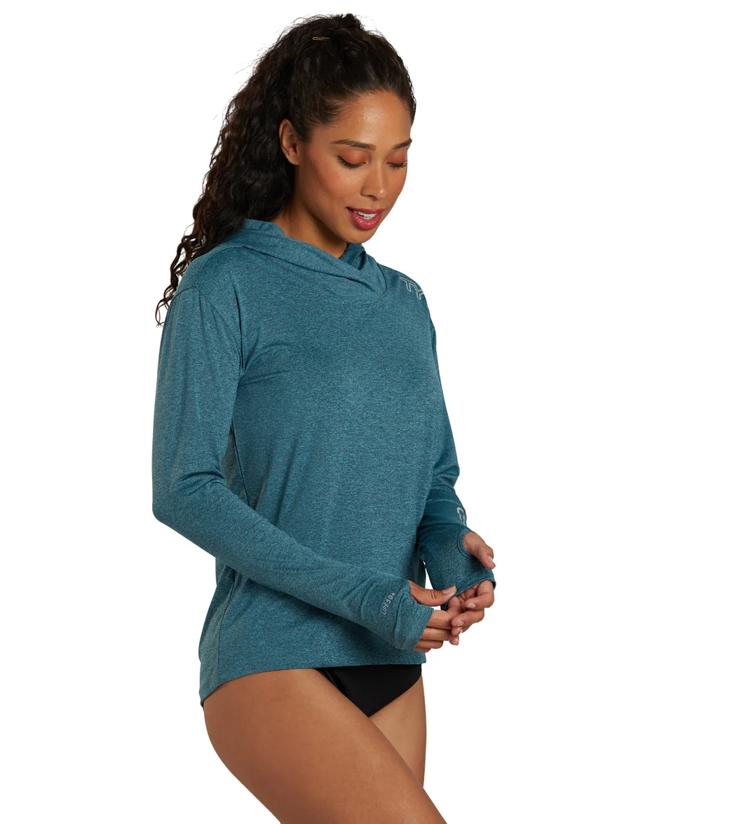 TYR Women's SunDefense Long Sleeve Hooded UPF 50+ Swim Shirt - Image 77