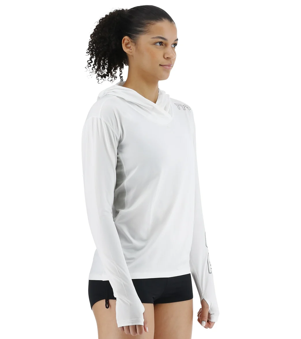 TYR Women's SunDefense Long Sleeve Hooded UPF 50+ Swim Shirt - Image 10