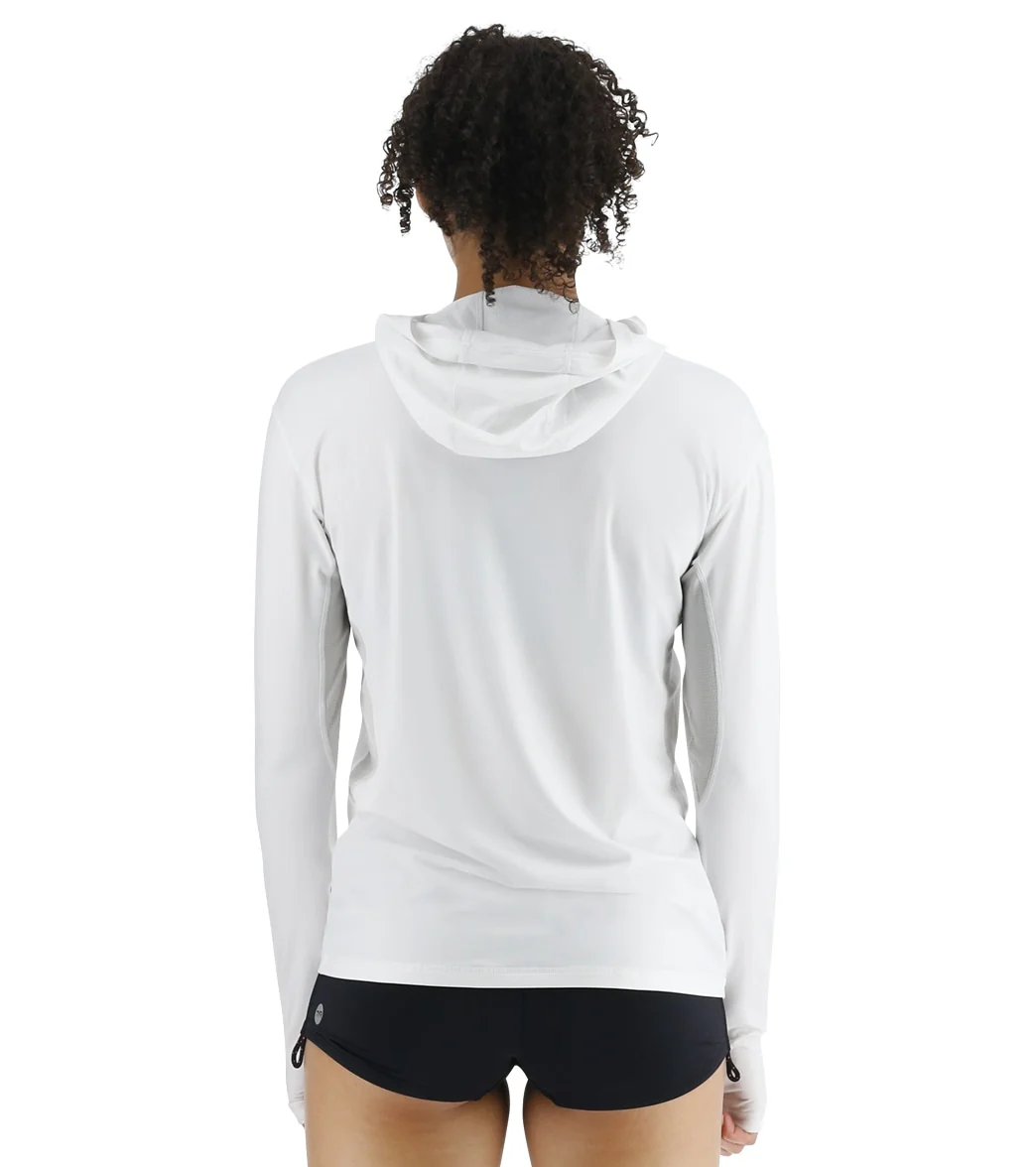 TYR Women's SunDefense Long Sleeve Hooded UPF 50+ Swim Shirt - Image 11