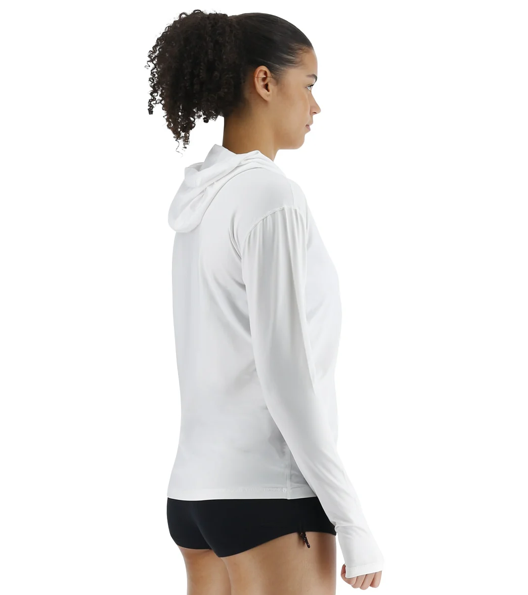 TYR Women's SunDefense Long Sleeve Hooded UPF 50+ Swim Shirt - Image 12