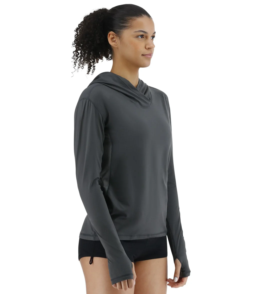 TYR Women's SunDefense Long Sleeve Hooded UPF 50+ Swim Shirt - Image 2