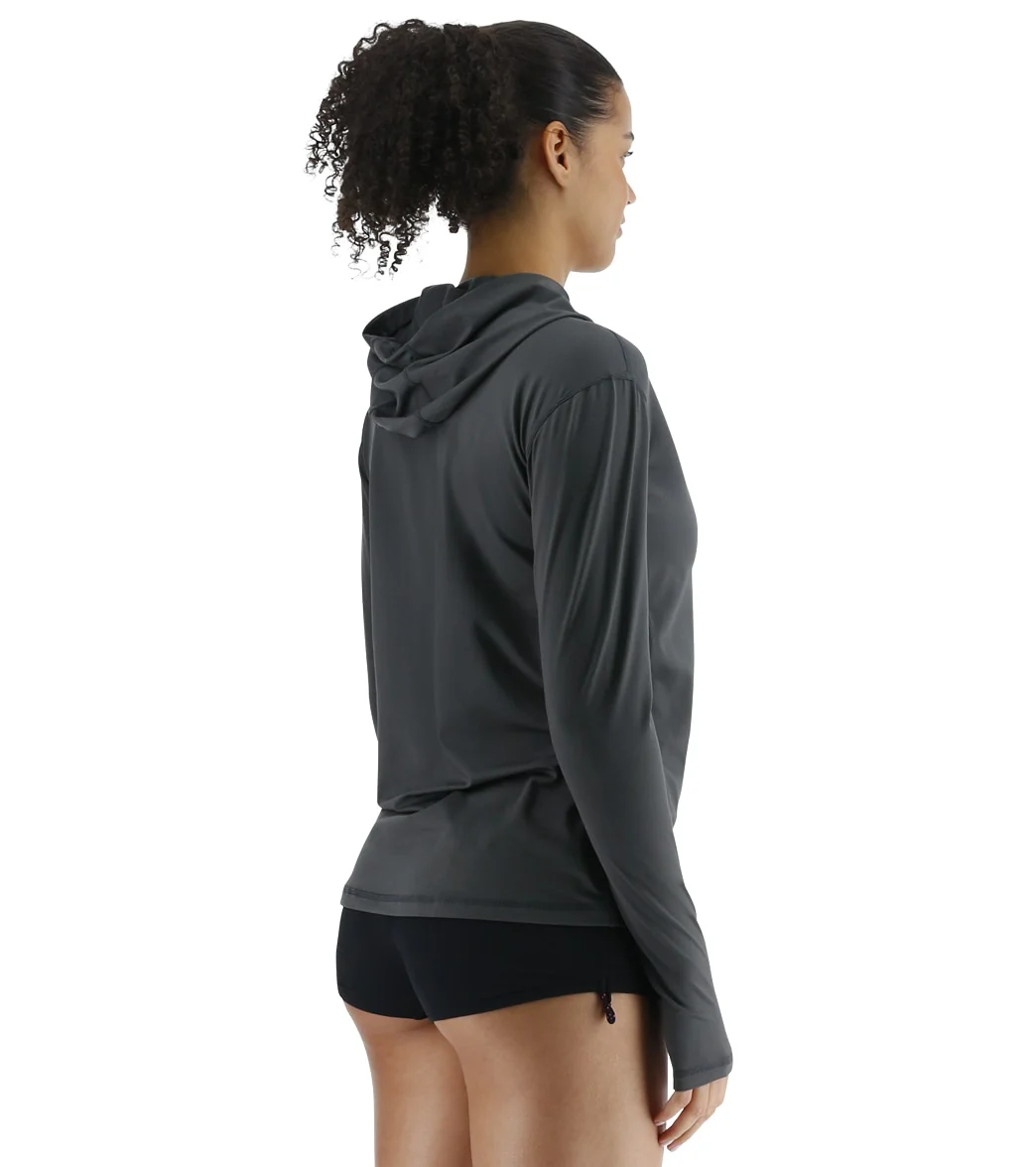 TYR Women's SunDefense Long Sleeve Hooded UPF 50+ Swim Shirt - Image 4