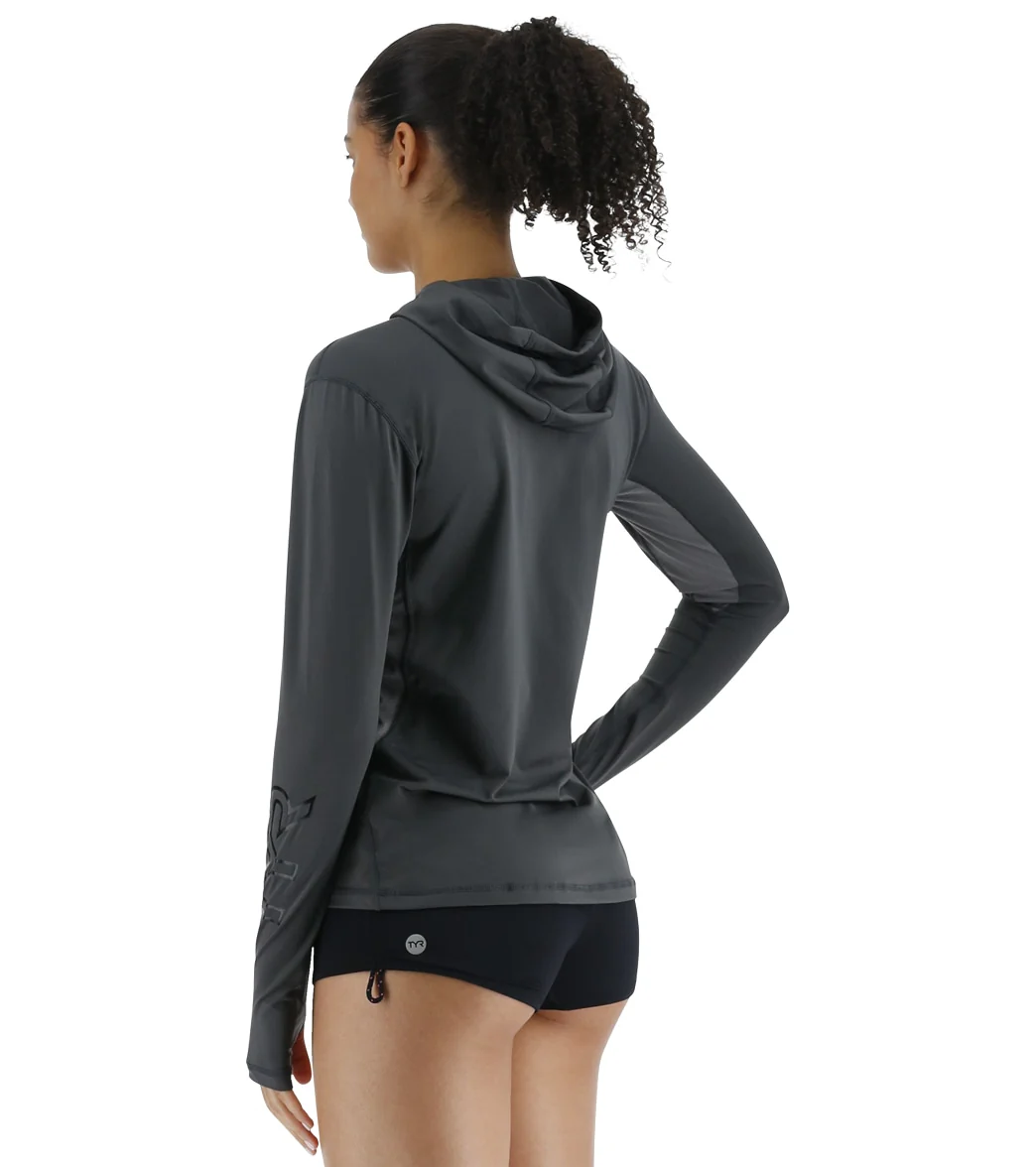TYR Women's SunDefense Long Sleeve Hooded UPF 50+ Swim Shirt - Image 5