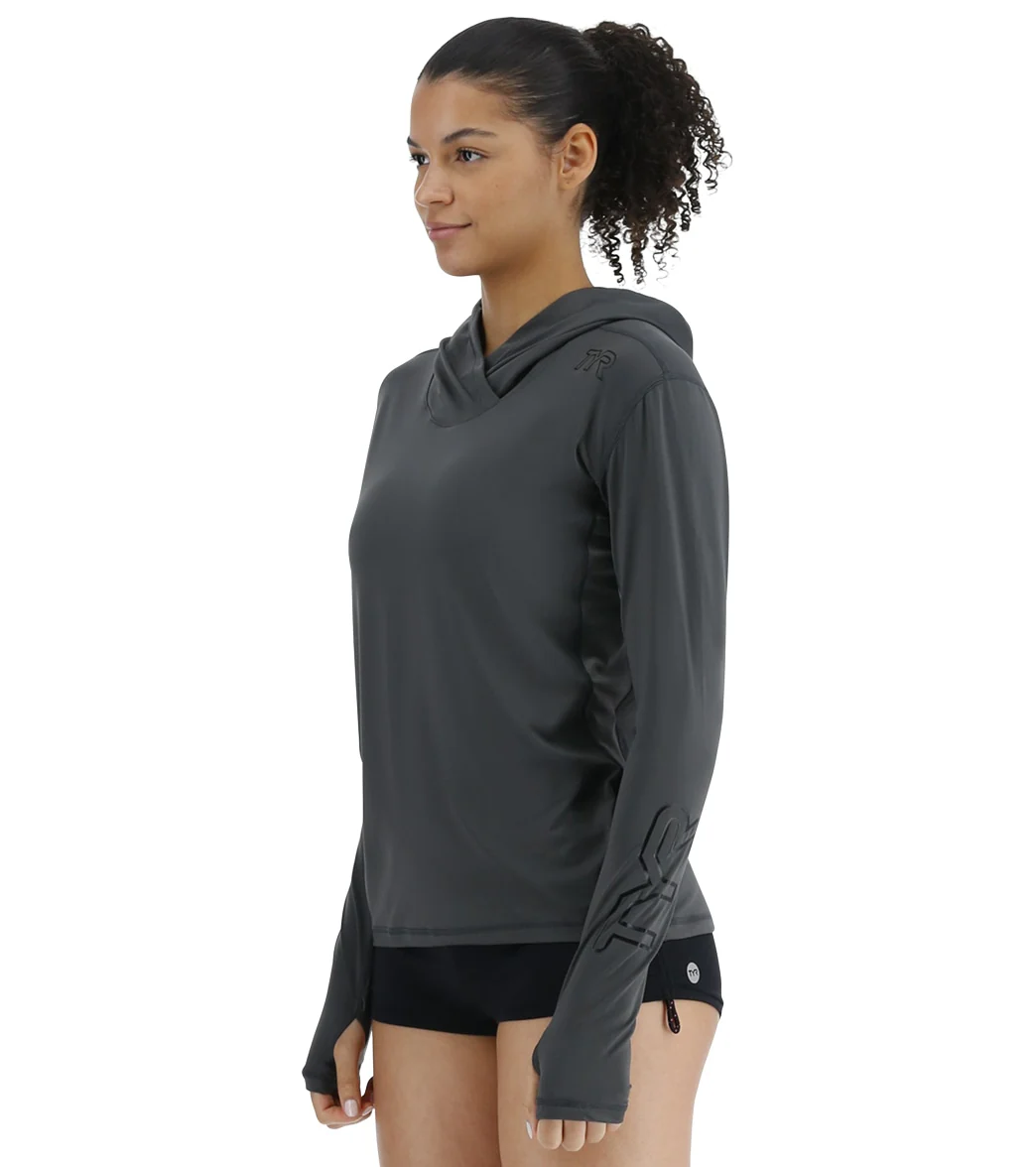 TYR Women's SunDefense Long Sleeve Hooded UPF 50+ Swim Shirt - Image 6