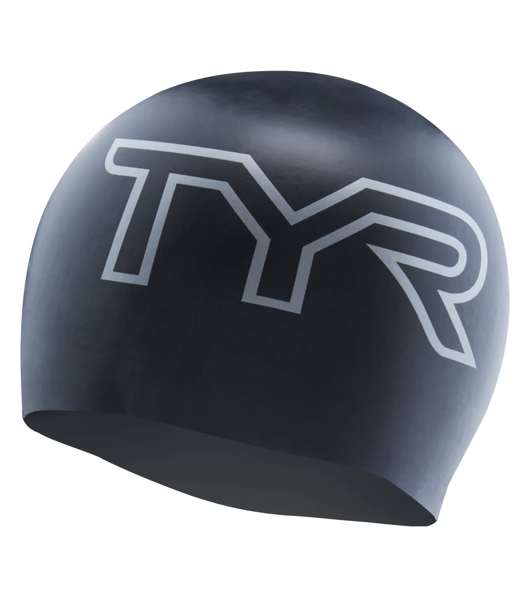 TYR Wrinkle-Free Large Logo Silicone Swim Cap - Image 3